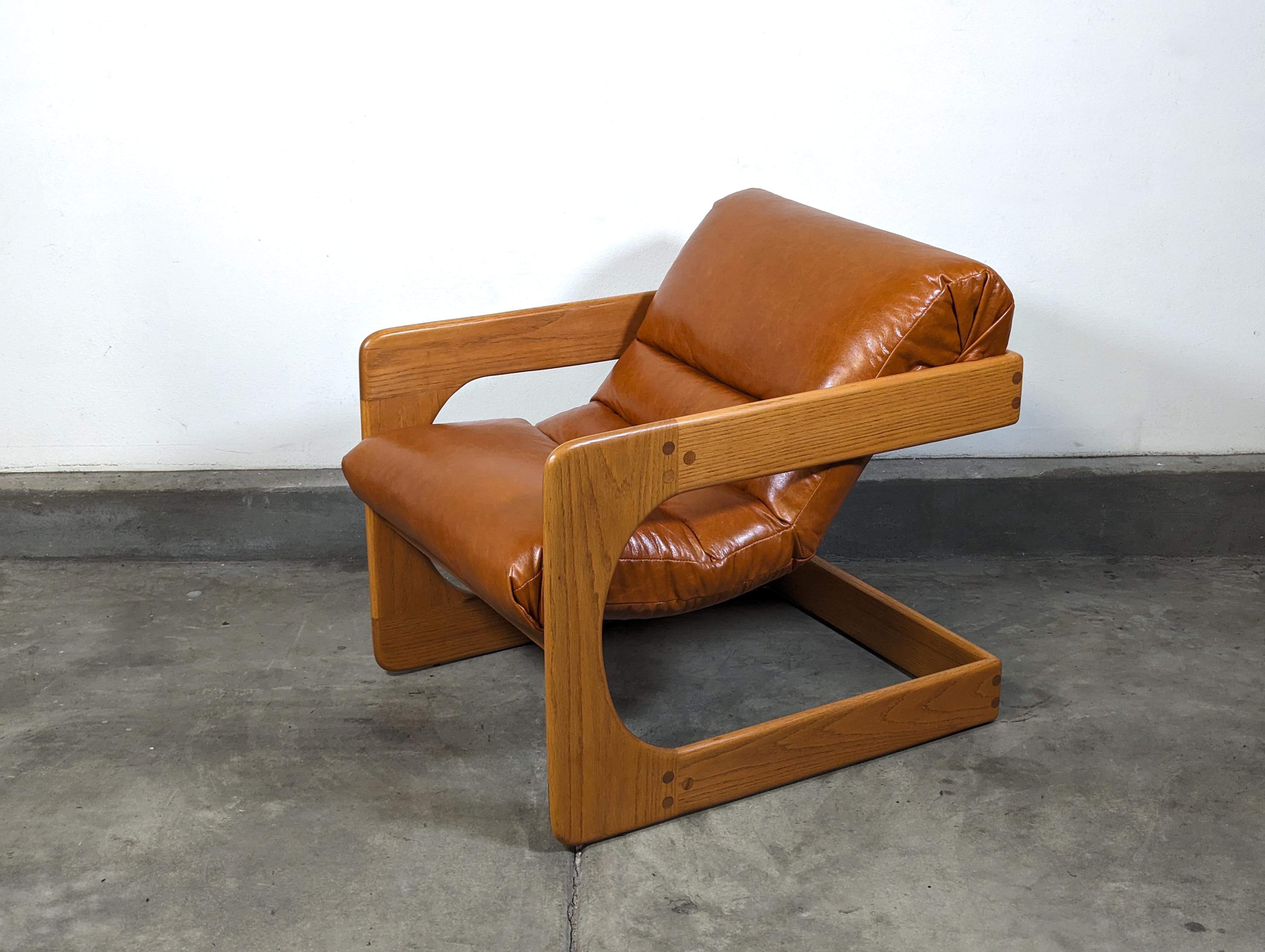 Mid Century Cantilevered Lounge Chair by Lou Hodges, Cognac Leather, 1970s 5