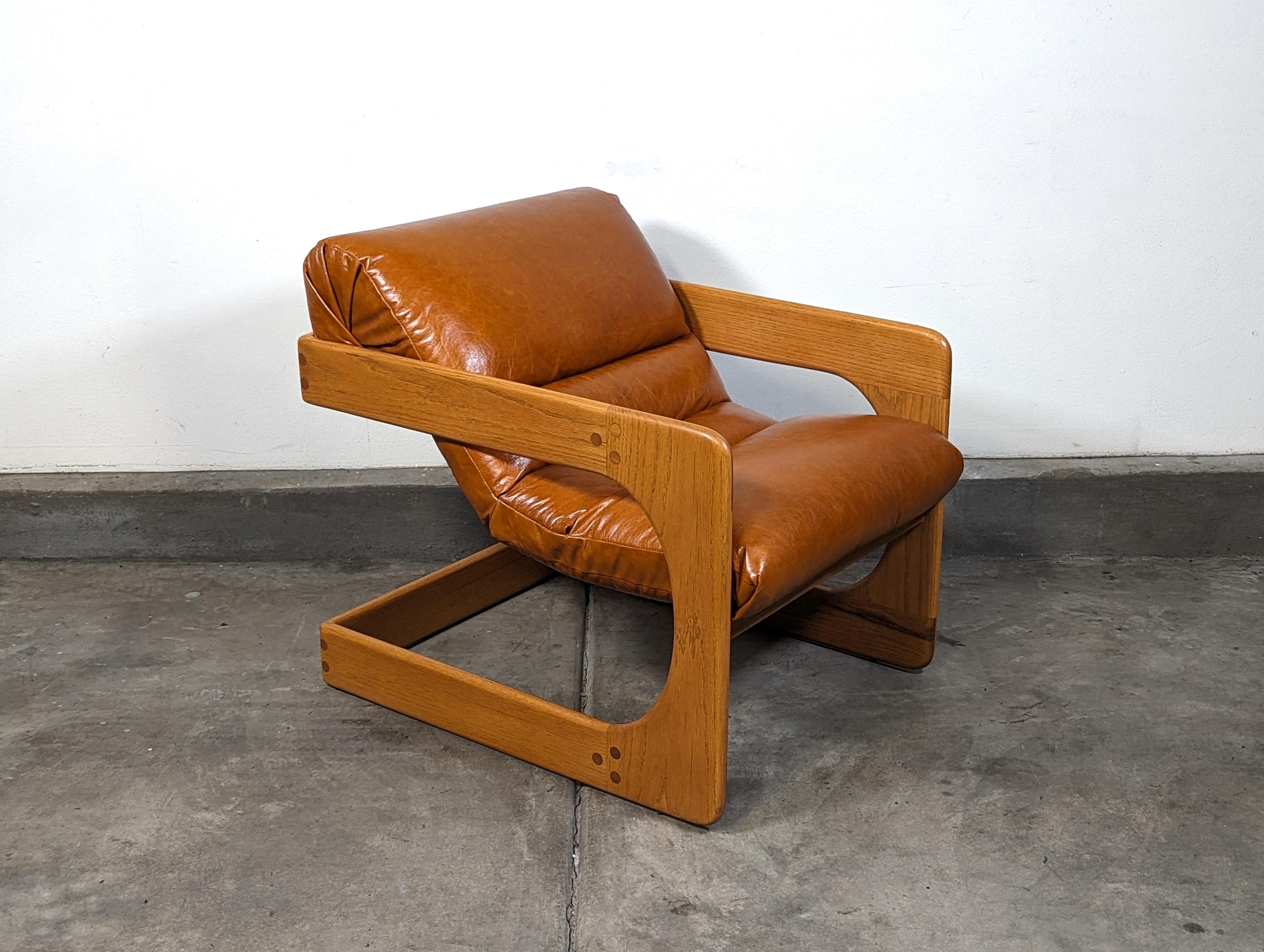 Mid Century Cantilevered Lounge Chair by Lou Hodges, Cognac Leather, 1970s 7