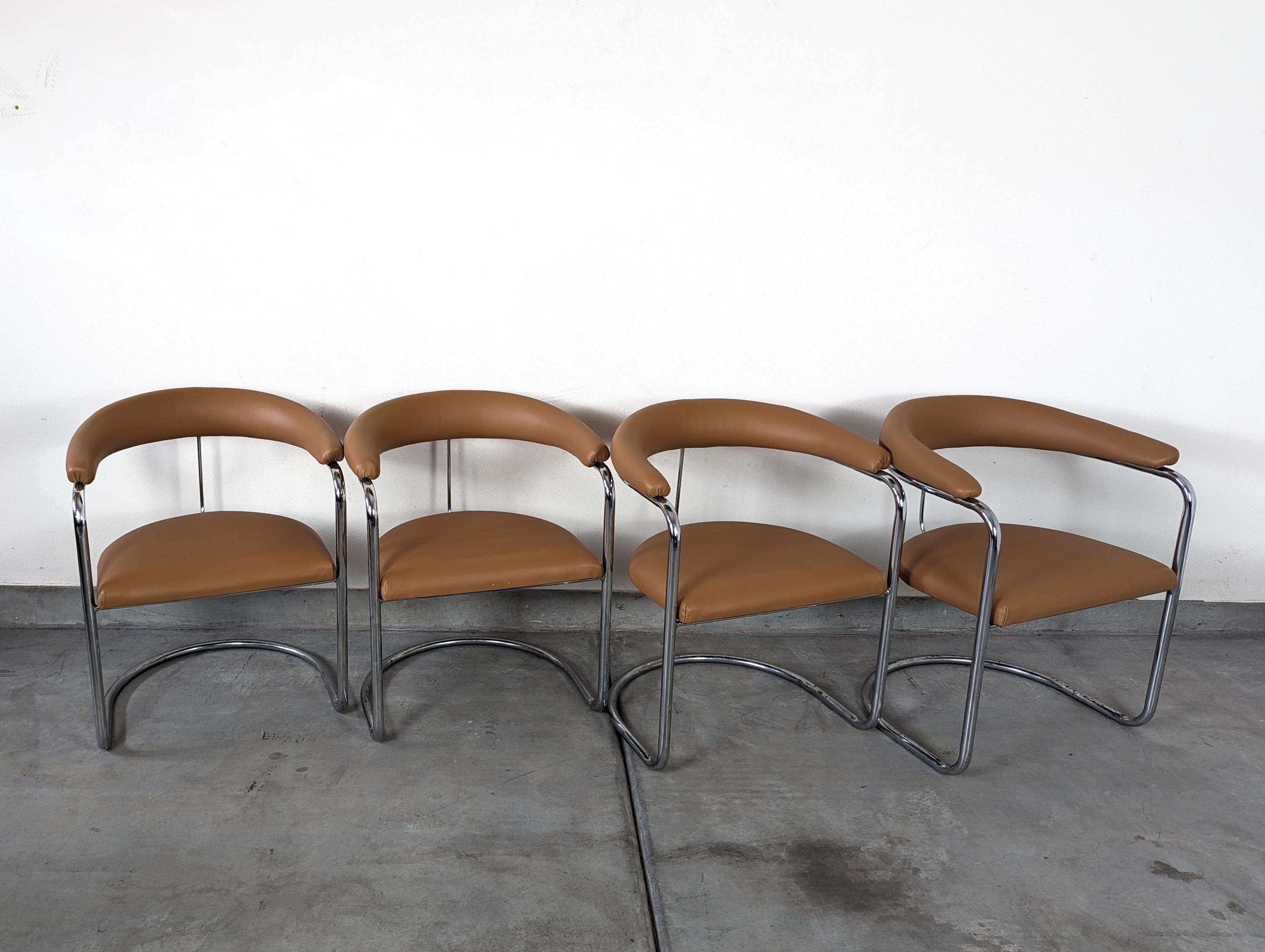 Chrome Mid Century Cantilevered SS33 Armchairs by Anton Lorenz for Thonet, c1970s