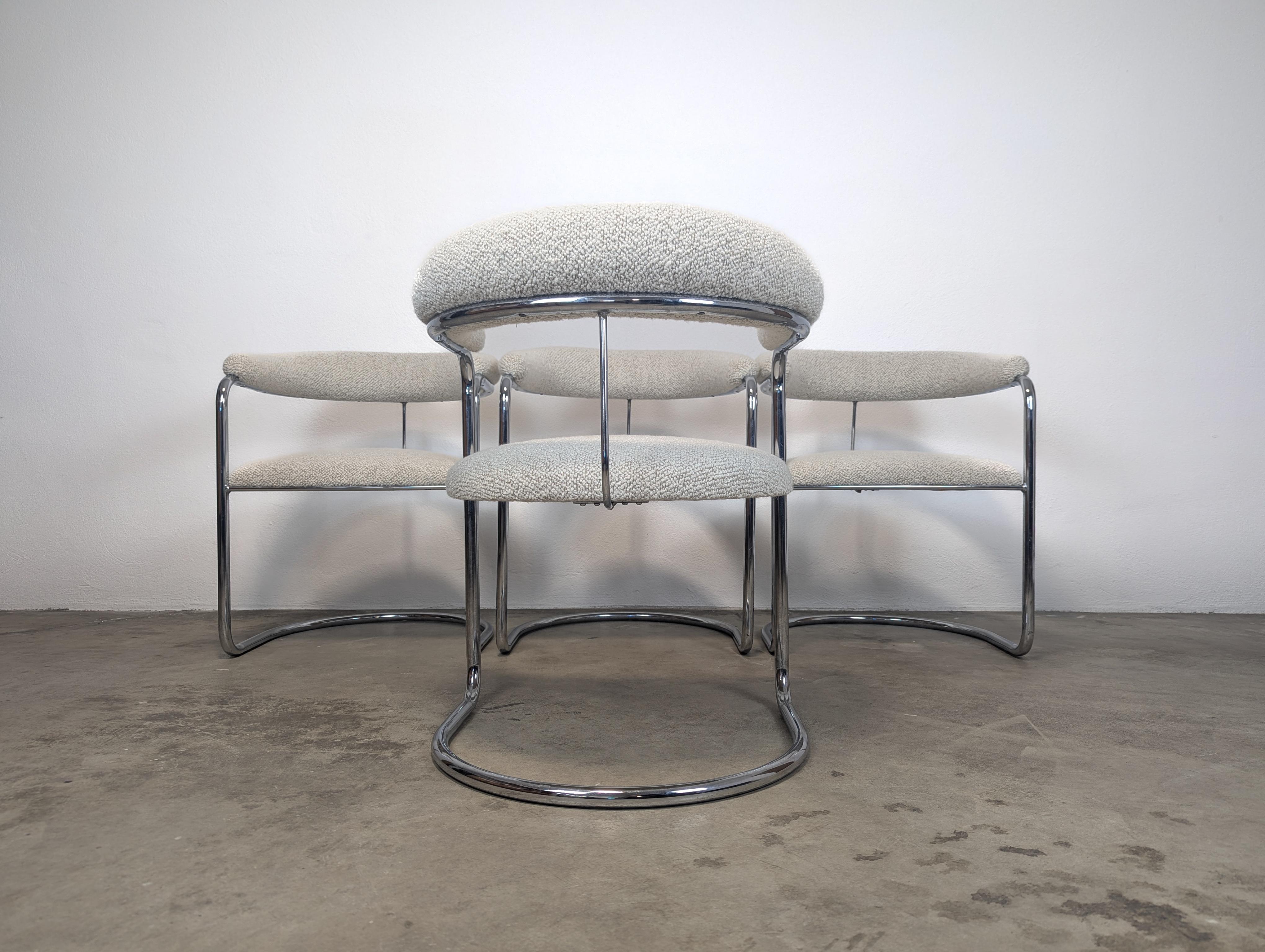 Chrome Mid Century Cantilevered SS33 Armchairs by Anton Lorenz for Thonet, c1970s
