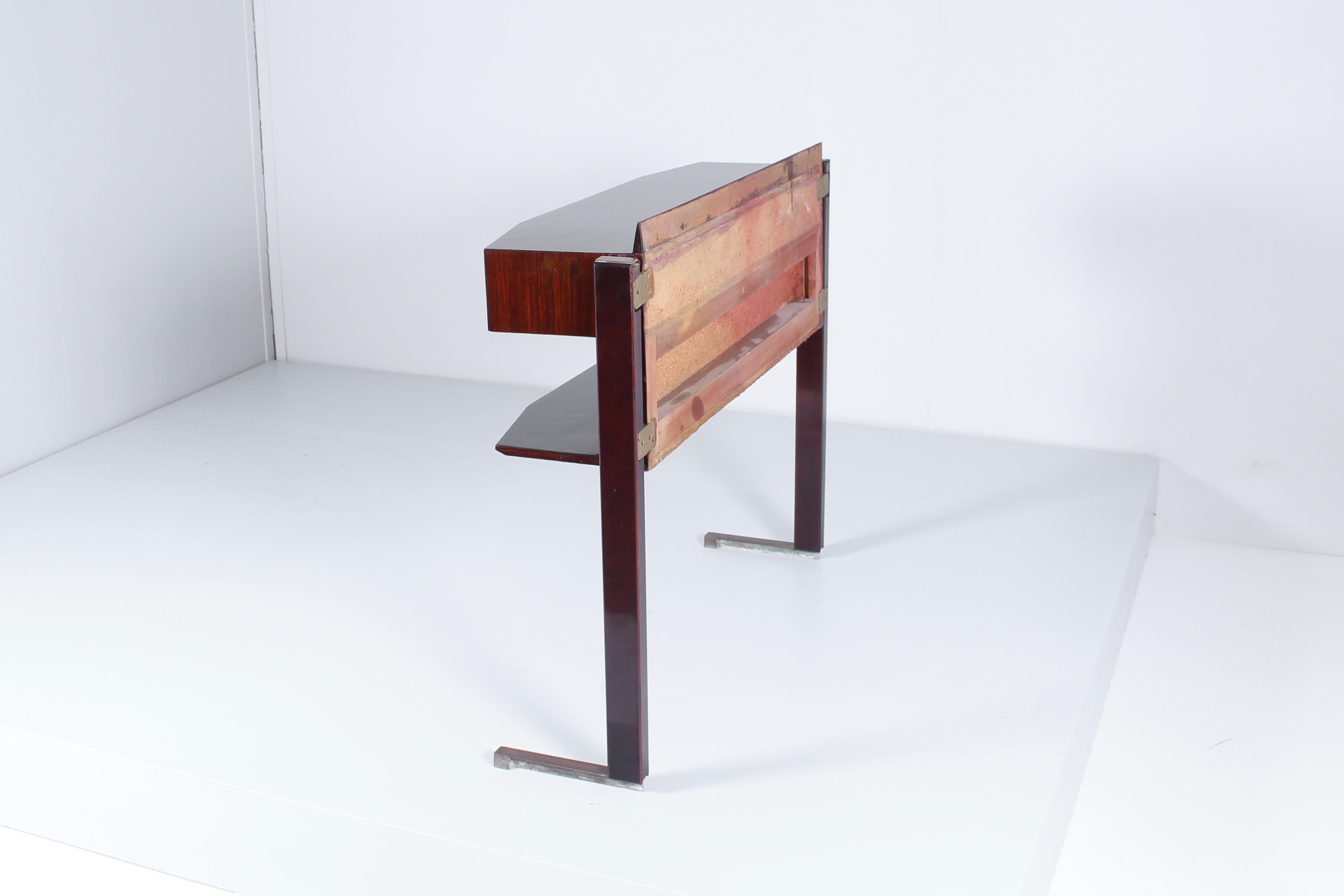 Mid-Century Cantù Italian Design Dark Wood and Brass Console Italy 1950s For Sale 6