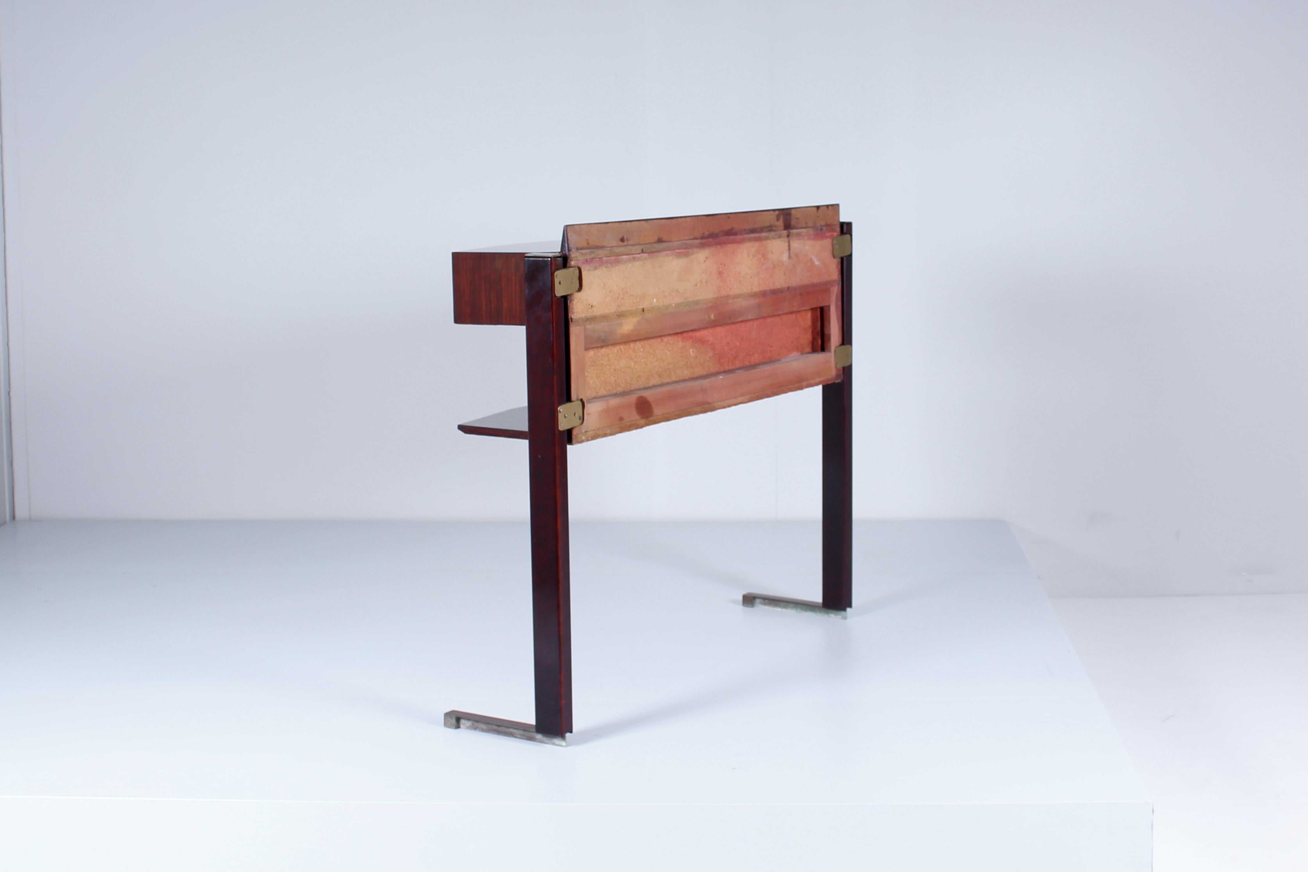 Mid-Century Cantù Italian Design Dark Wood and Brass Console Italy 1950s For Sale 7