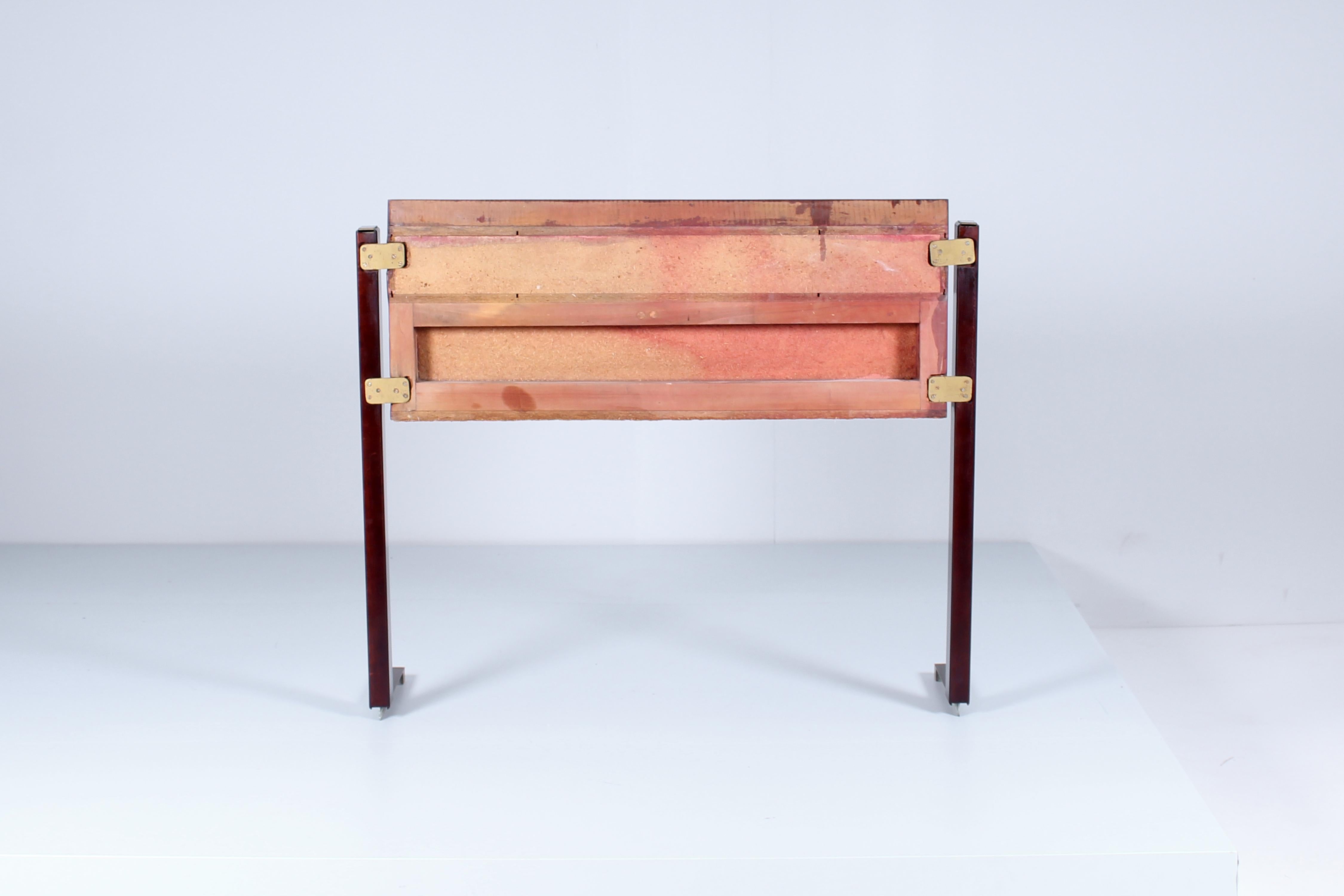 Mid-Century Cantù Italian Design Dark Wood and Brass Console Italy 1950s For Sale 9