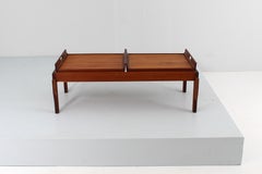 Mid-Century Cantù Wooden Teak Coffee Table with Two Removable Trays 60s Italy