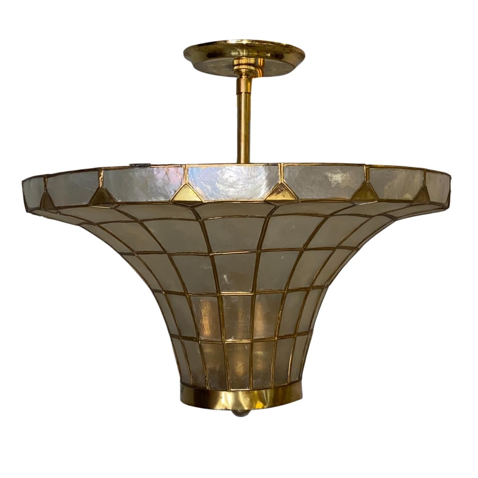 Midcentury Capiz Fixture In Good Condition In New York, NY