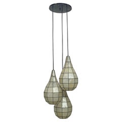 Mid-Century Capiz Shell Multi Pendant Light Fixture, American, 1950's-1960's