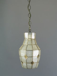Midcentury Capiz Shell Pendant  / Lantern circa 1960s