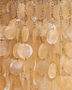 Mid-Century Capiz Shell Waterfall Chandelier, Champagne Toned