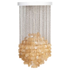 Mid-Century Capiz Shell Waterfall Chandelier, Champagne Toned
