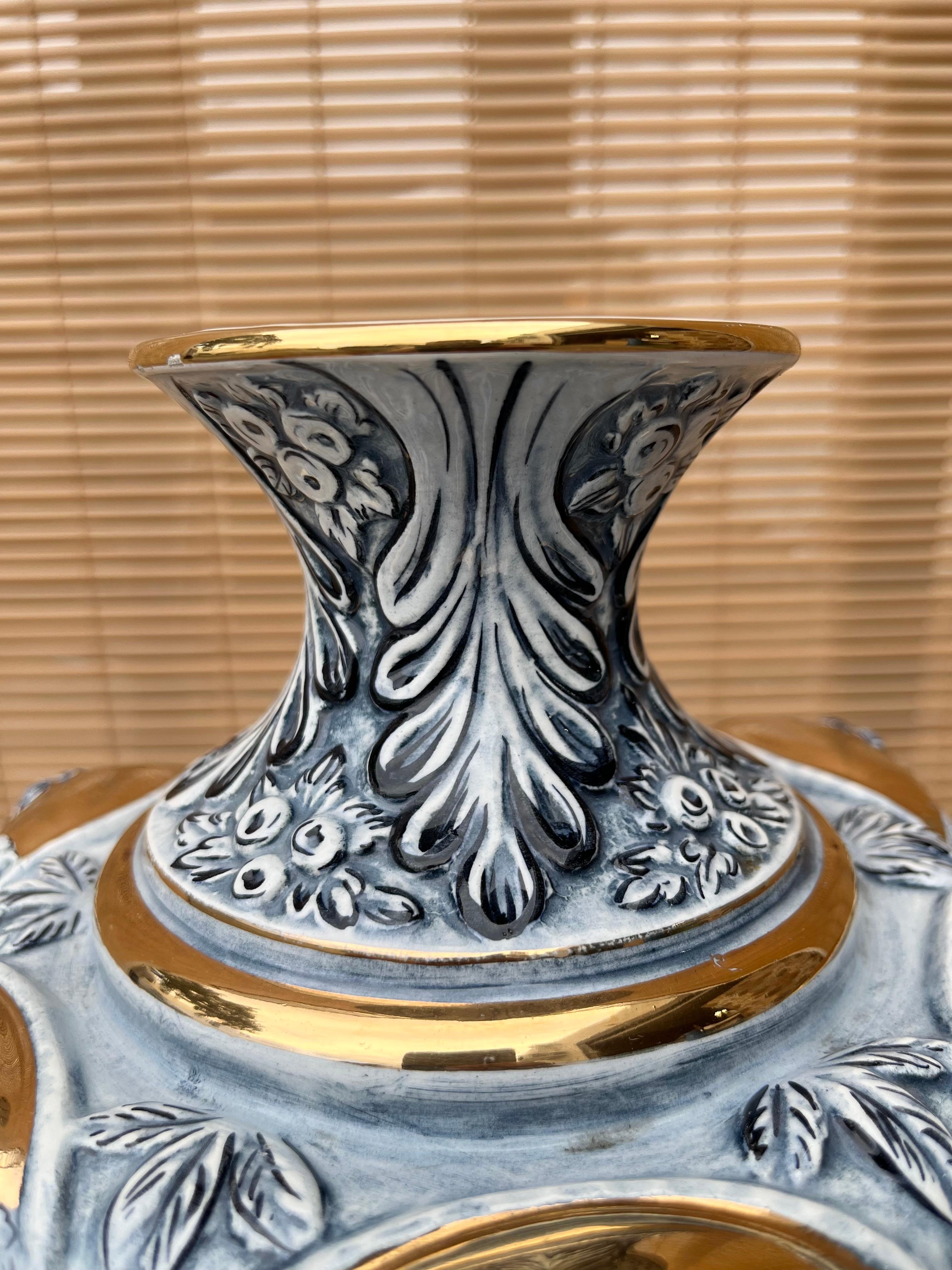 Italian Mid-Century Capodimonte Porcelain Cherubs Vase Circa 1960s  For Sale