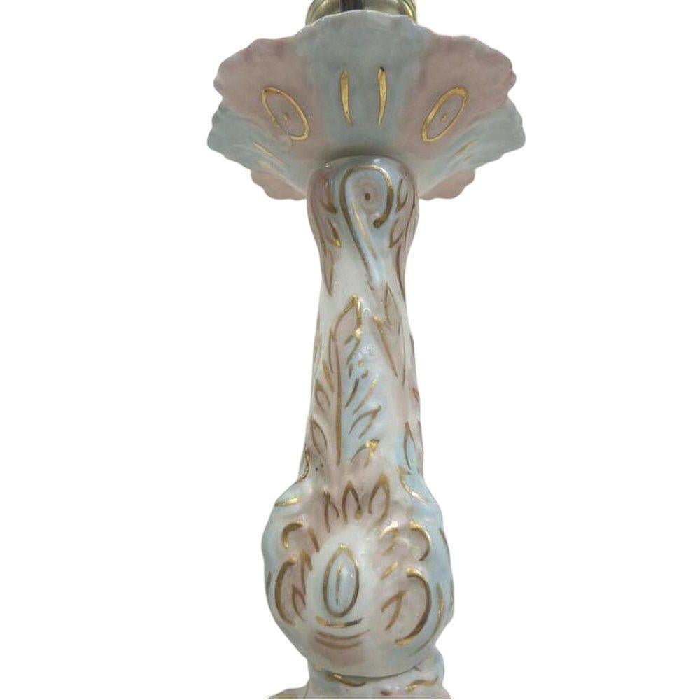 Mitte des Jahrhunderts Capodimonte Stil Italienisch Keramik Floral Tischlampe, Paar im Zustand „Relativ gut“ im Angebot in Van Nuys, CA