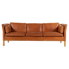 Mid-Century Caramel Buffalo Leather Sofa by Mogens Hansen, Denmark, 1970s