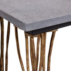 Mid Century Cardoso Stone Top Console with Brass Legs, Italy 1970's