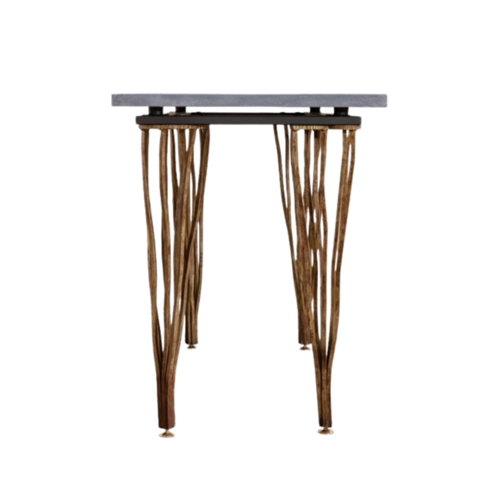 Mid Century Cardoso Konsole mit Steinplatte und Messingbeinen, Italien 1970er Jahre (Italienisch) im Angebot