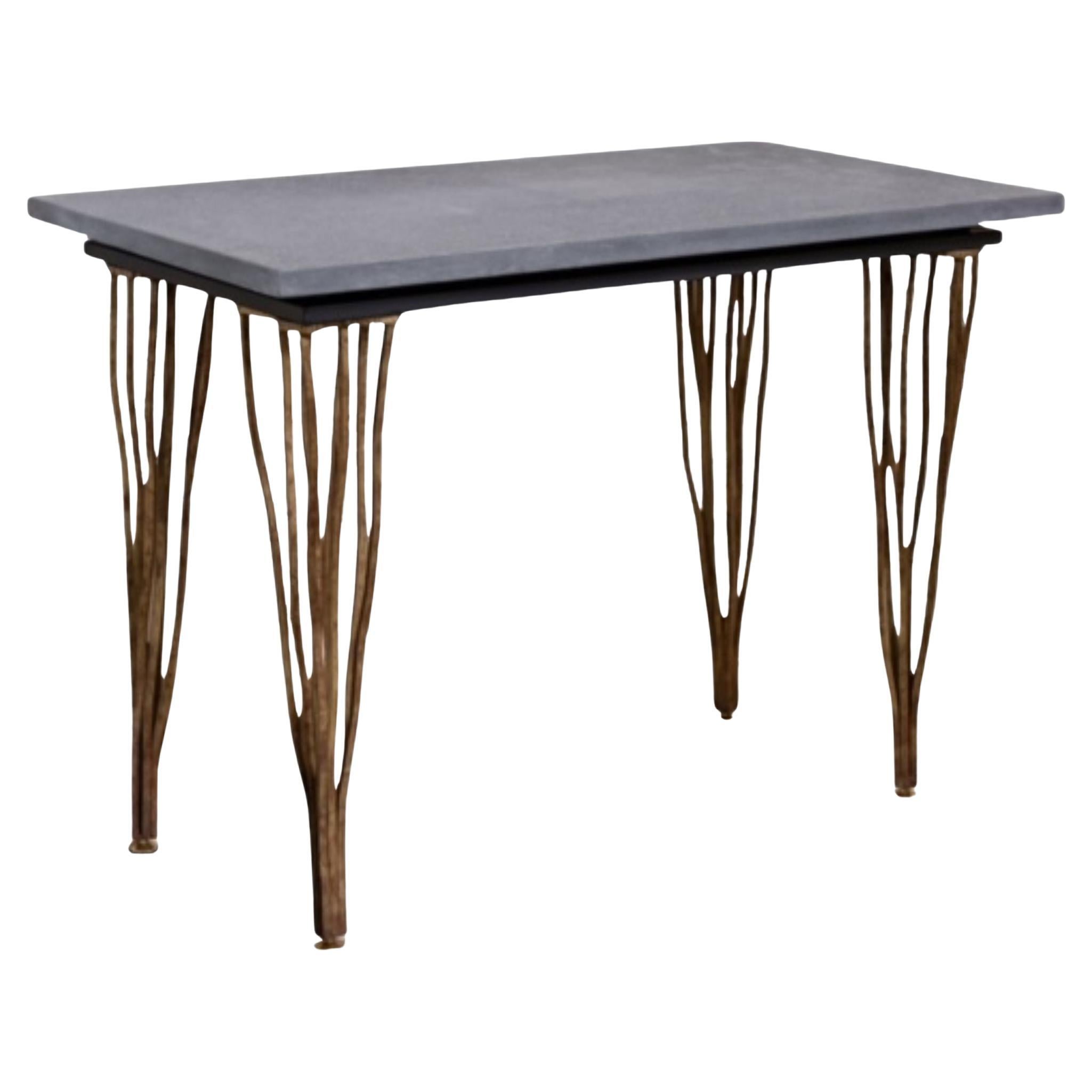Mid Century Cardoso Konsole mit Steinplatte und Messingbeinen, Italien 1970er Jahre im Angebot