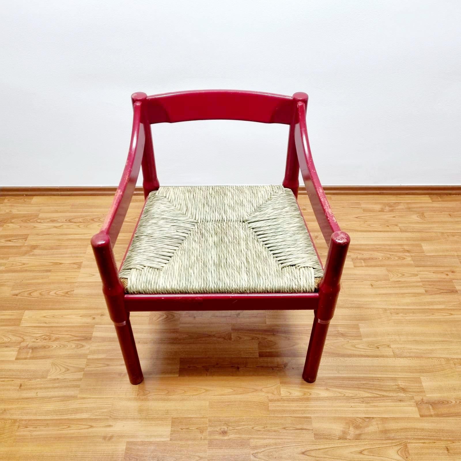 European Mid Century Carimate Armchair, Design by Vico Magistretti, Cassina Italy 60s For Sale
