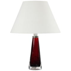 Midcentury Carl Fagerlund Red Glass Table Lamp for Orrefors, Sweden, 1970s