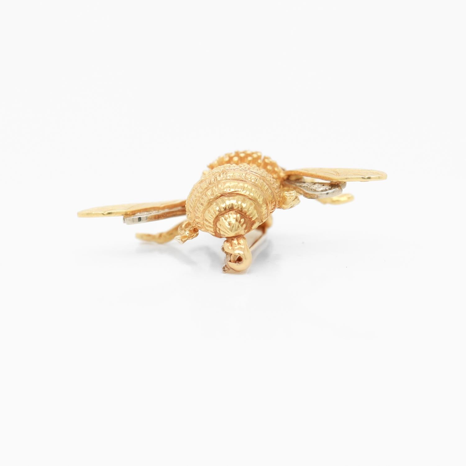 Mid-Century Carl Lindstrom & Son Diamond, Ruby, & 14k Gold Bumble Bee Brooch 4