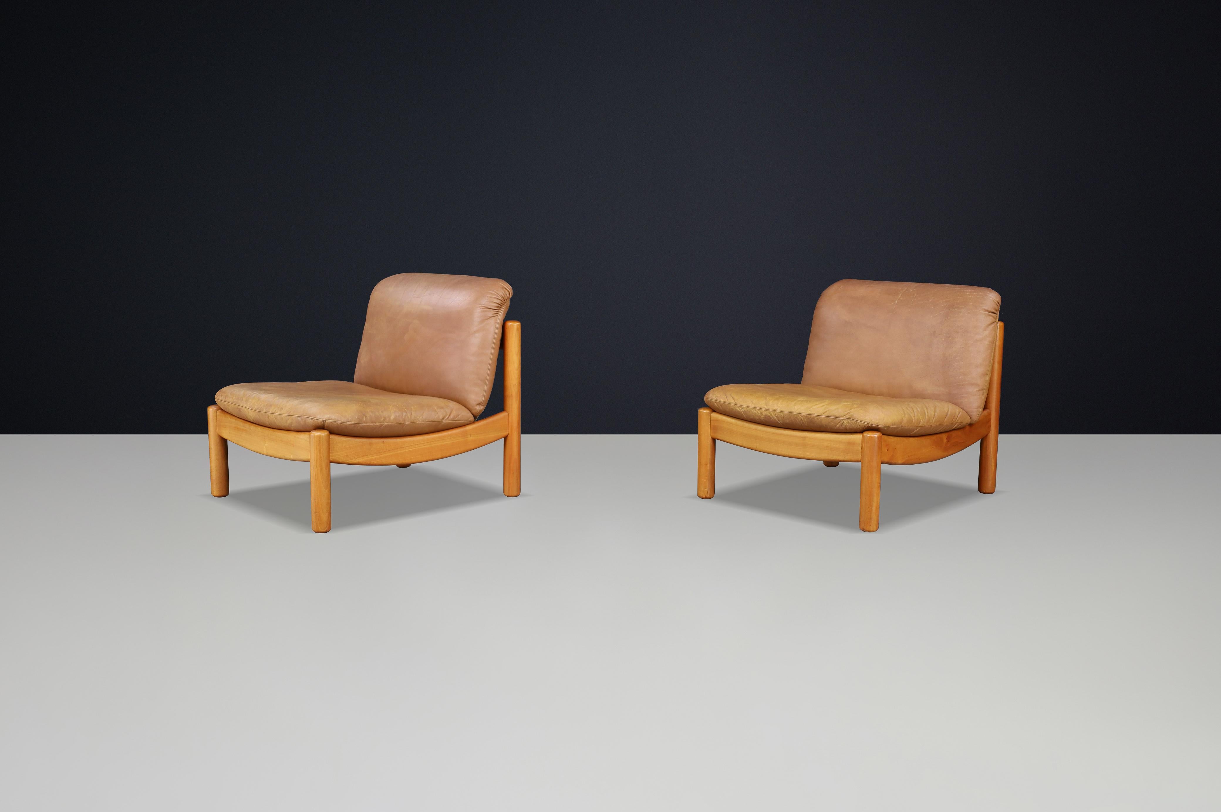 Sillas de salón Carl Straub de mediados de siglo en cuero patinado, Alemania, años 60 en venta 2
