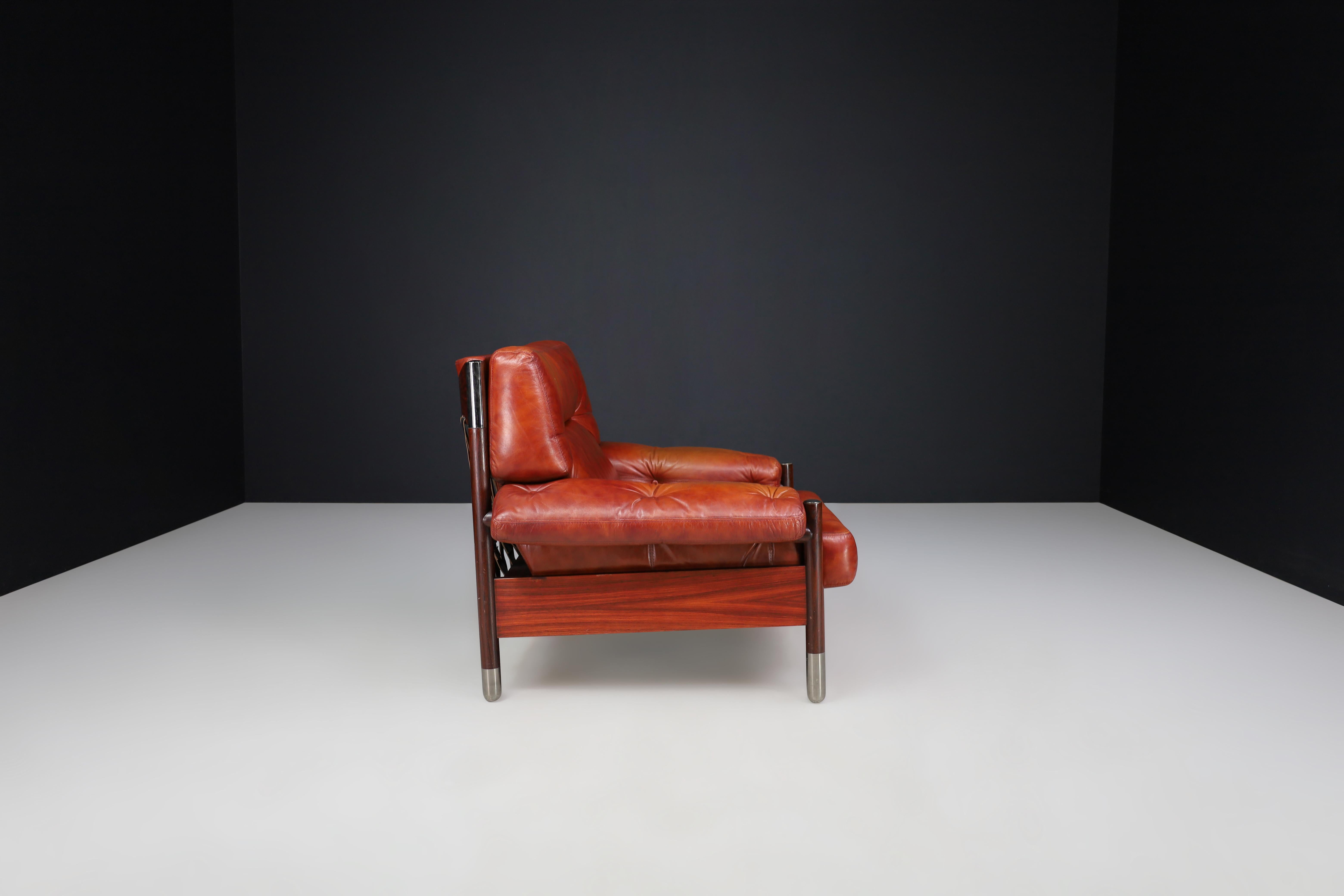 Mid-Century Carlo de Carli Leather lounge chair and ottoman, Italy 1970s For Sale 5