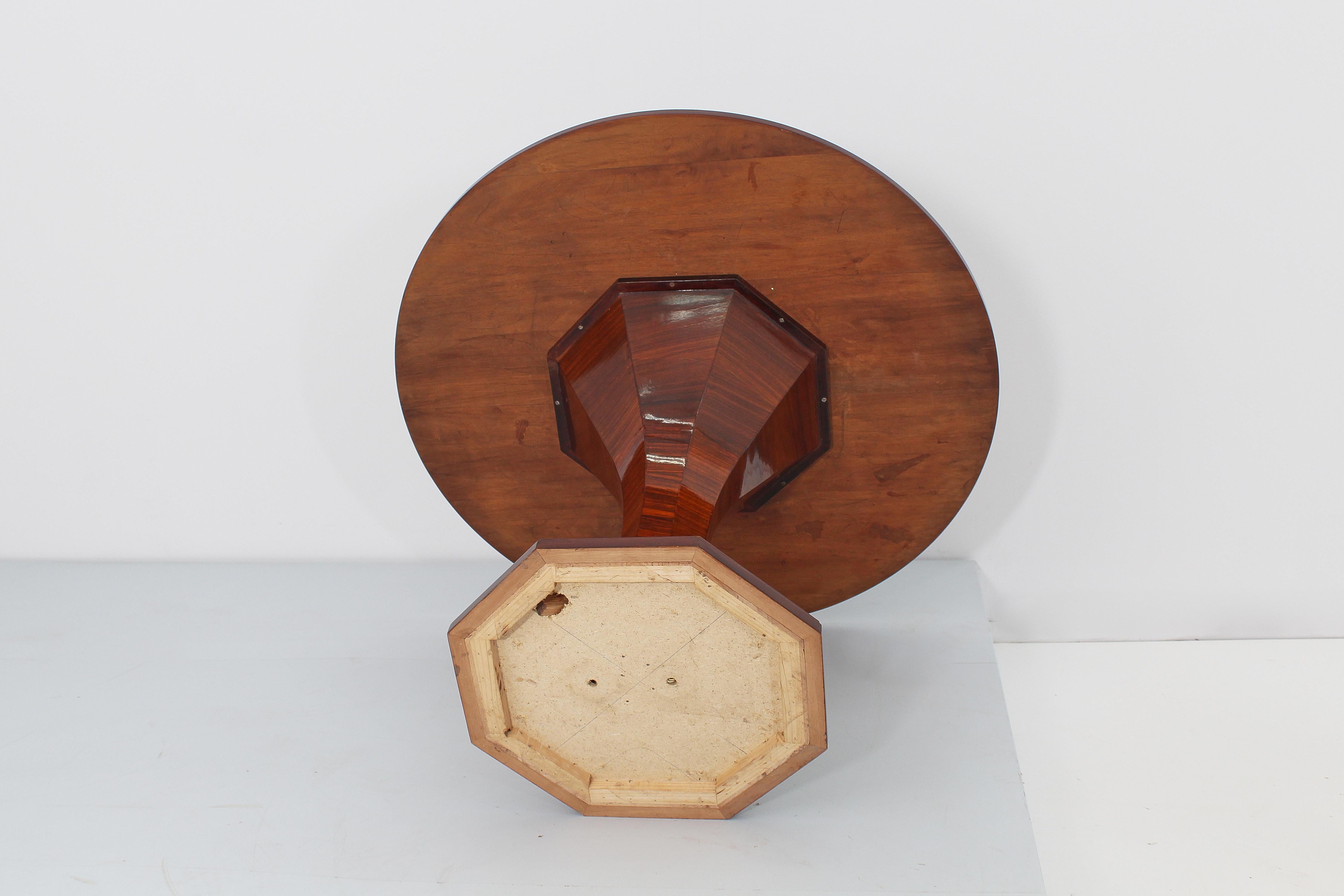 Mid-Century Carlo De Carli Wooden Circular Table with Octagonal Base, Italy 50s For Sale 3