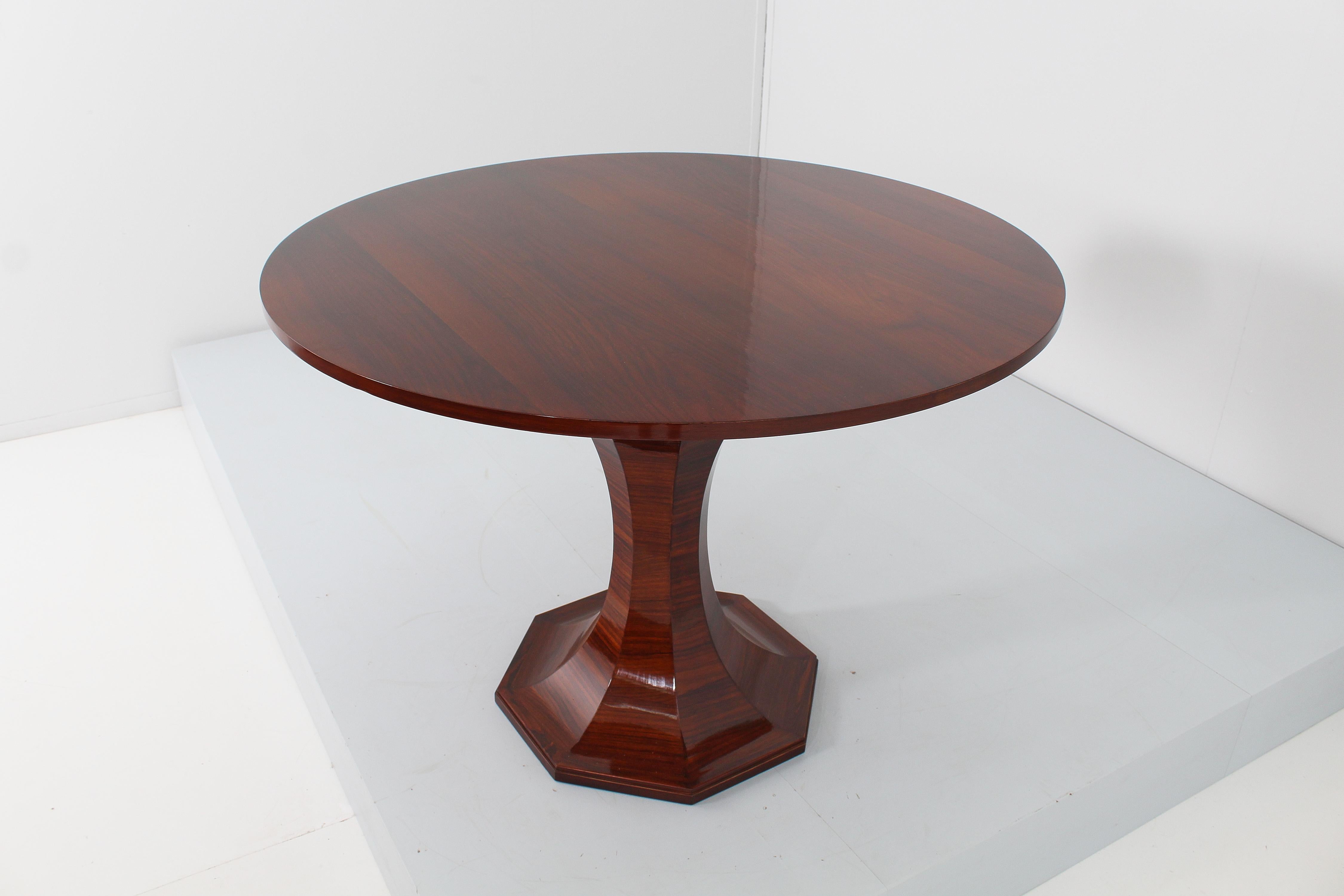 Mid-Century Modern Mid-Century Carlo De Carli Wooden Circular Table with Octagonal Base, Italy 50s For Sale