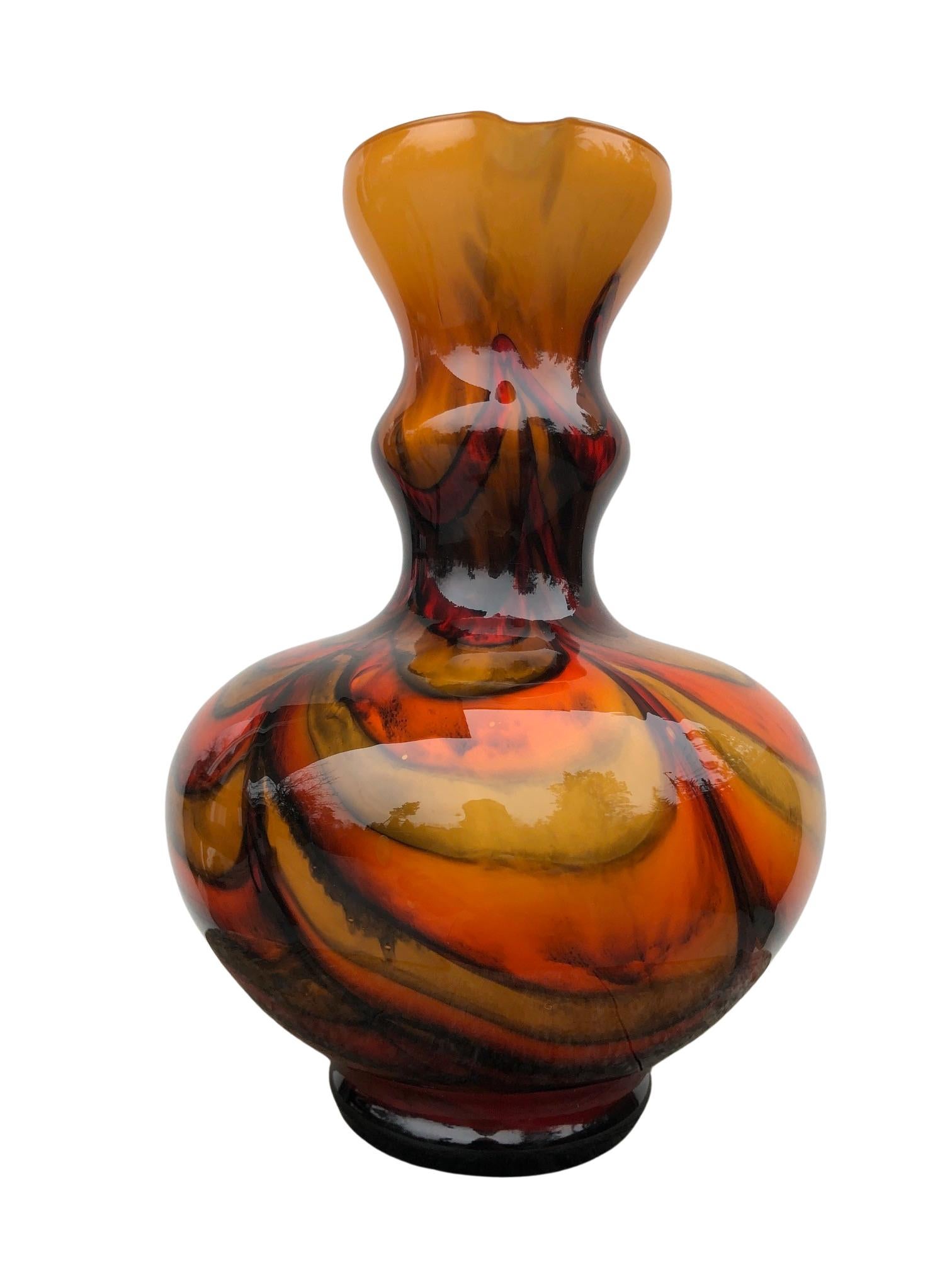 Beautiful Italian vase from VB Opaline Florence. 

Vivid orange, red and yellow colors.

Made of hand-formed glass.

Preserved in very good condition without any damage.