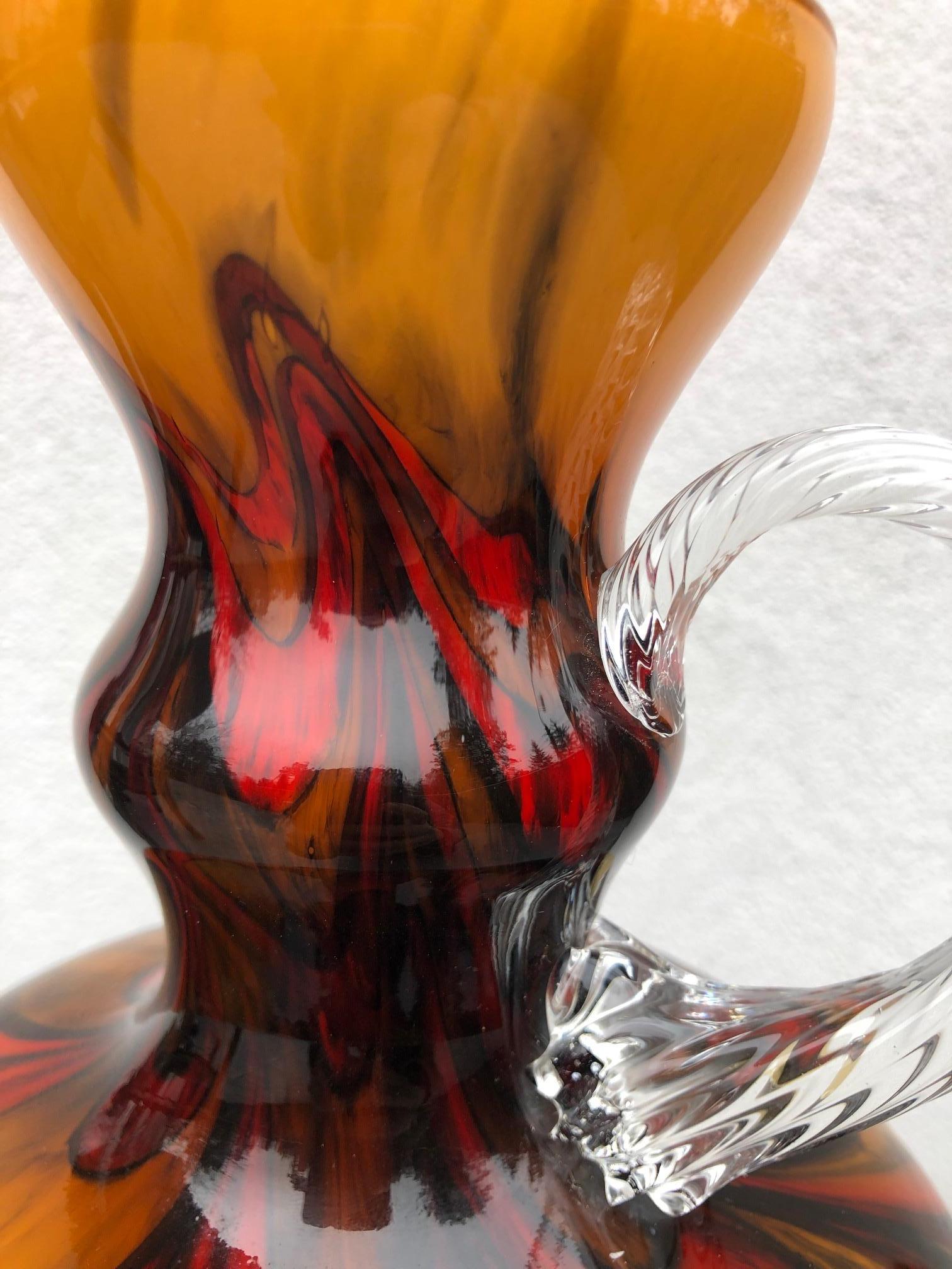 Hand-Crafted Mid-Century Carlo Moretti Orange Opaline Vase