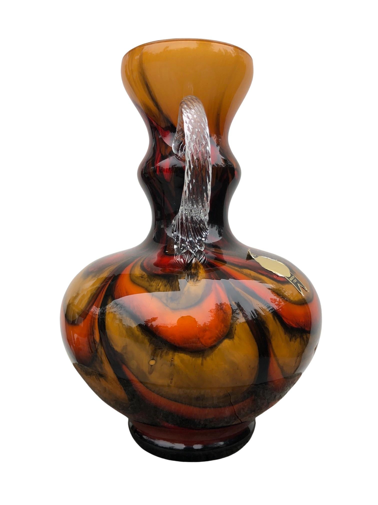 Late 20th Century Mid-Century Carlo Moretti Orange Opaline Vase