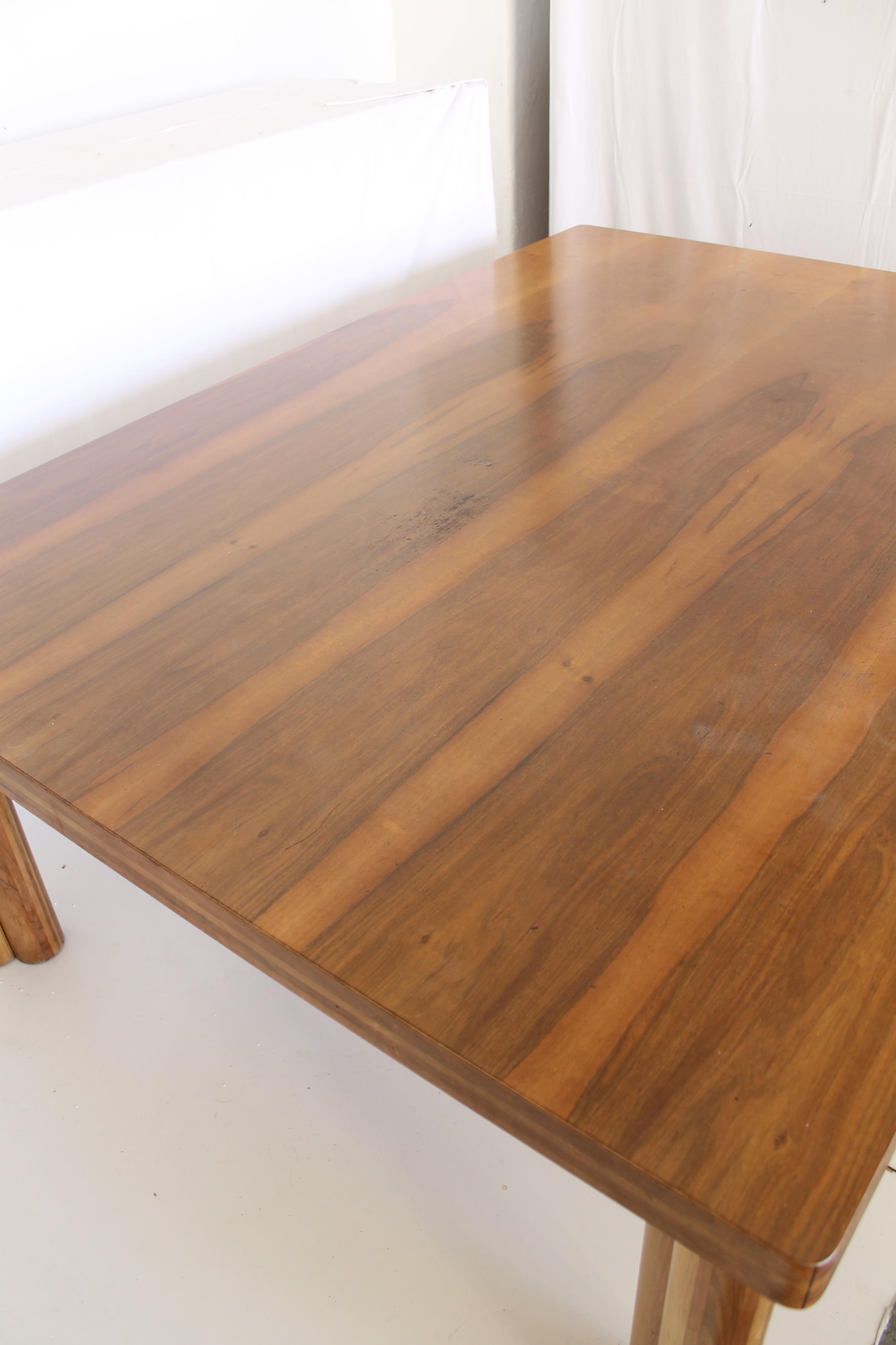 Mid-Century Modern Midcentury Carlo Scarpa Natural Walnut Italian Large Dining Table, Bernini 1977