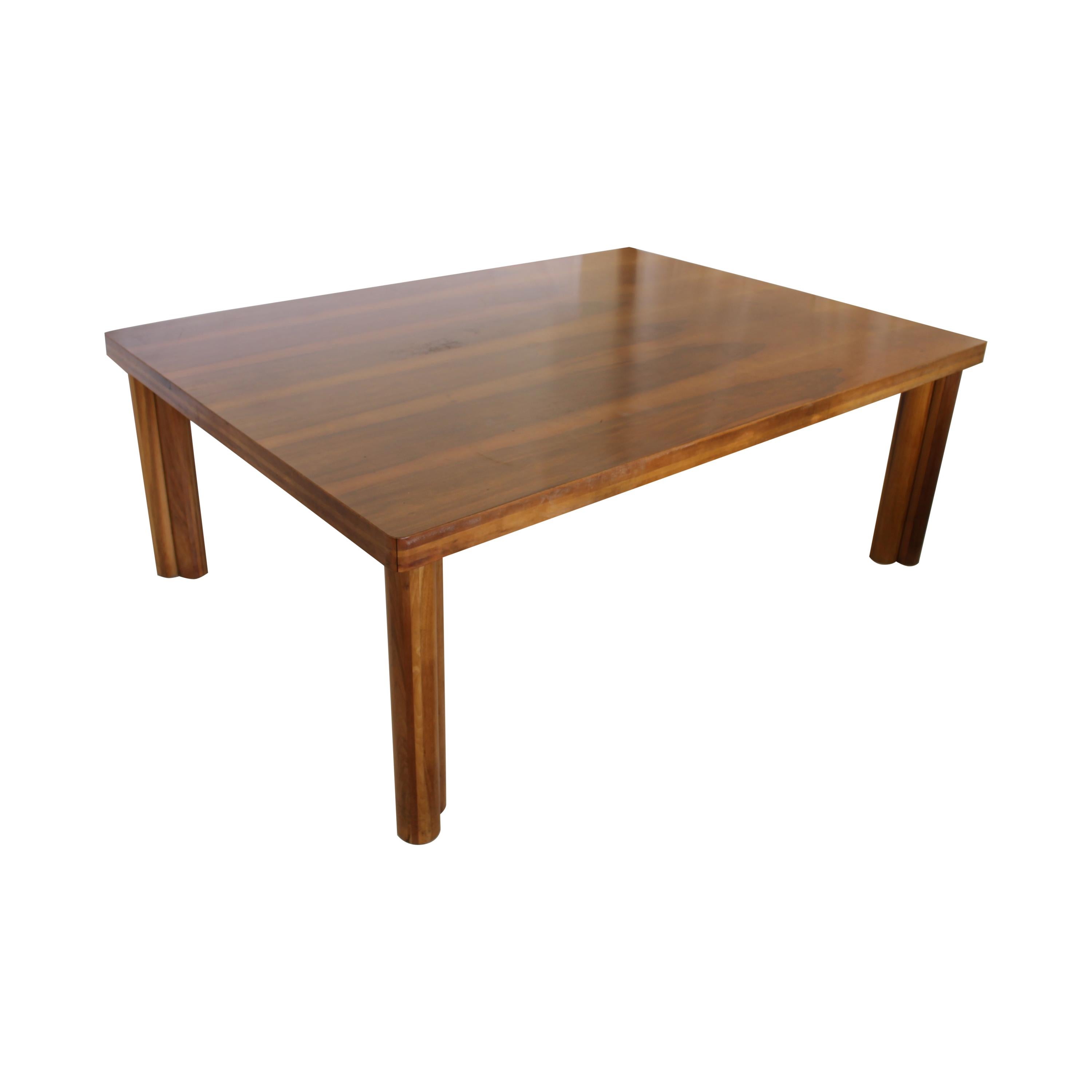 Midcentury Carlo Scarpa Natural Walnut Italian Large Dining Table, Bernini 1977