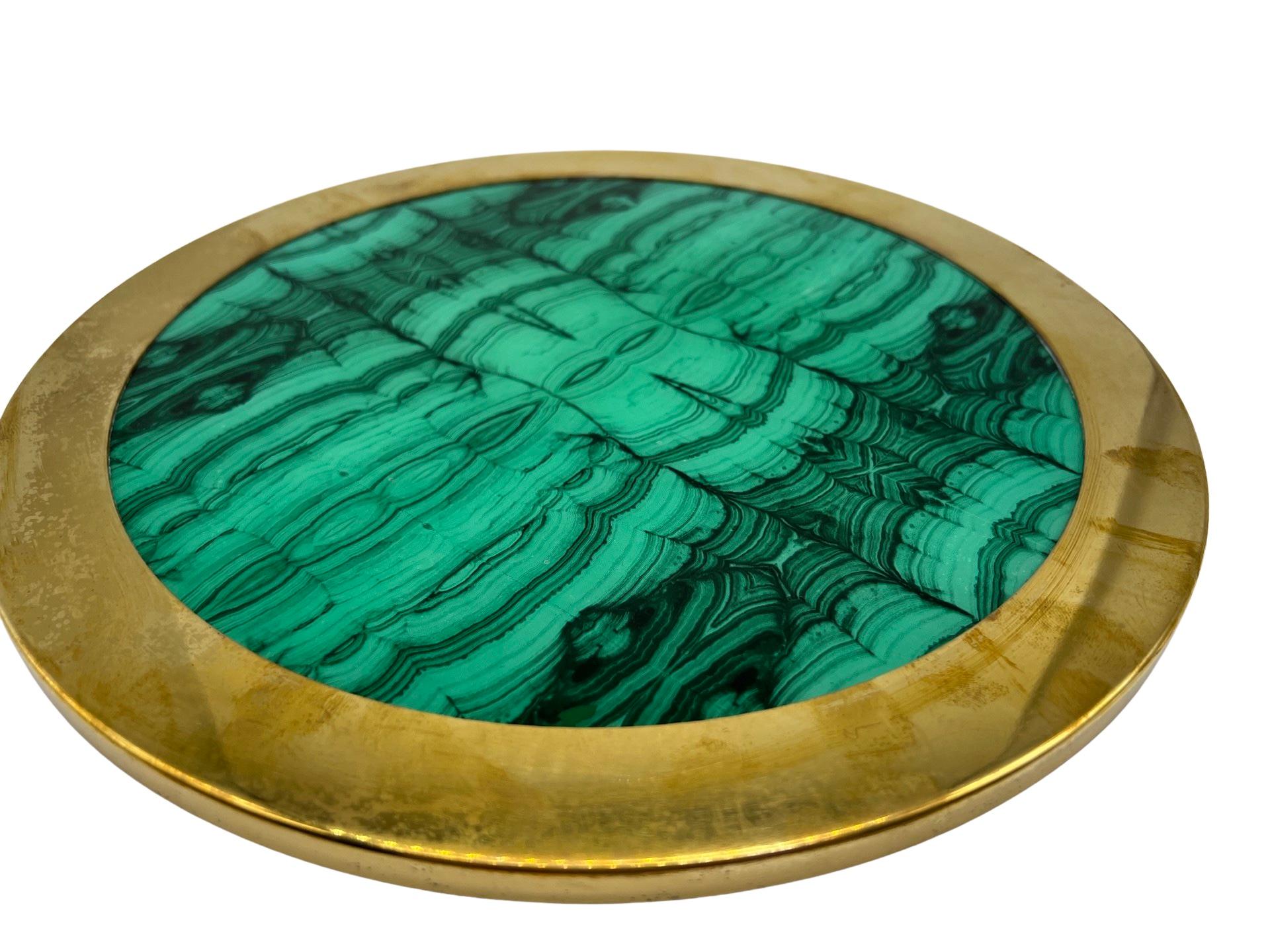Mid-Century Modern Mid Century Carole Stupell Design Faux Malachite and Brass For Sale