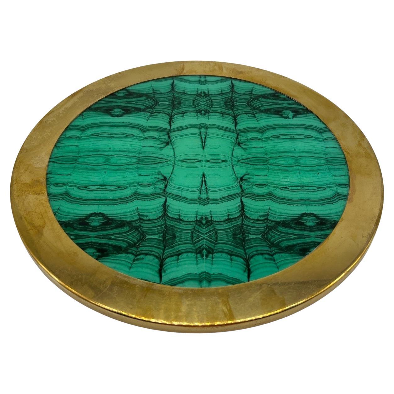 Mid Century Carole Stupell Design Faux Malachite and Brass For Sale