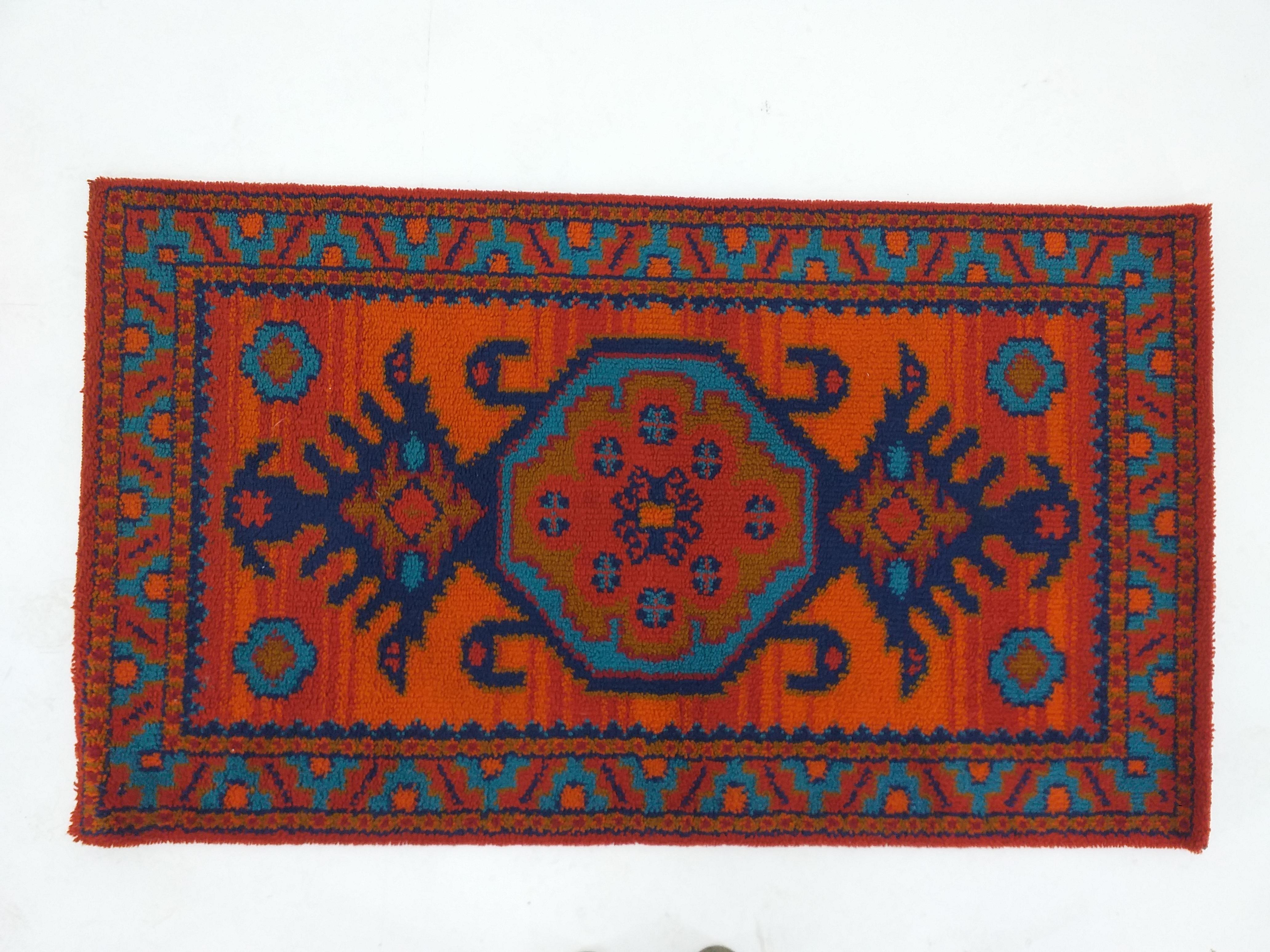 German Mid Century Carpet / Rug in Ege Rya Style, 1970s For Sale