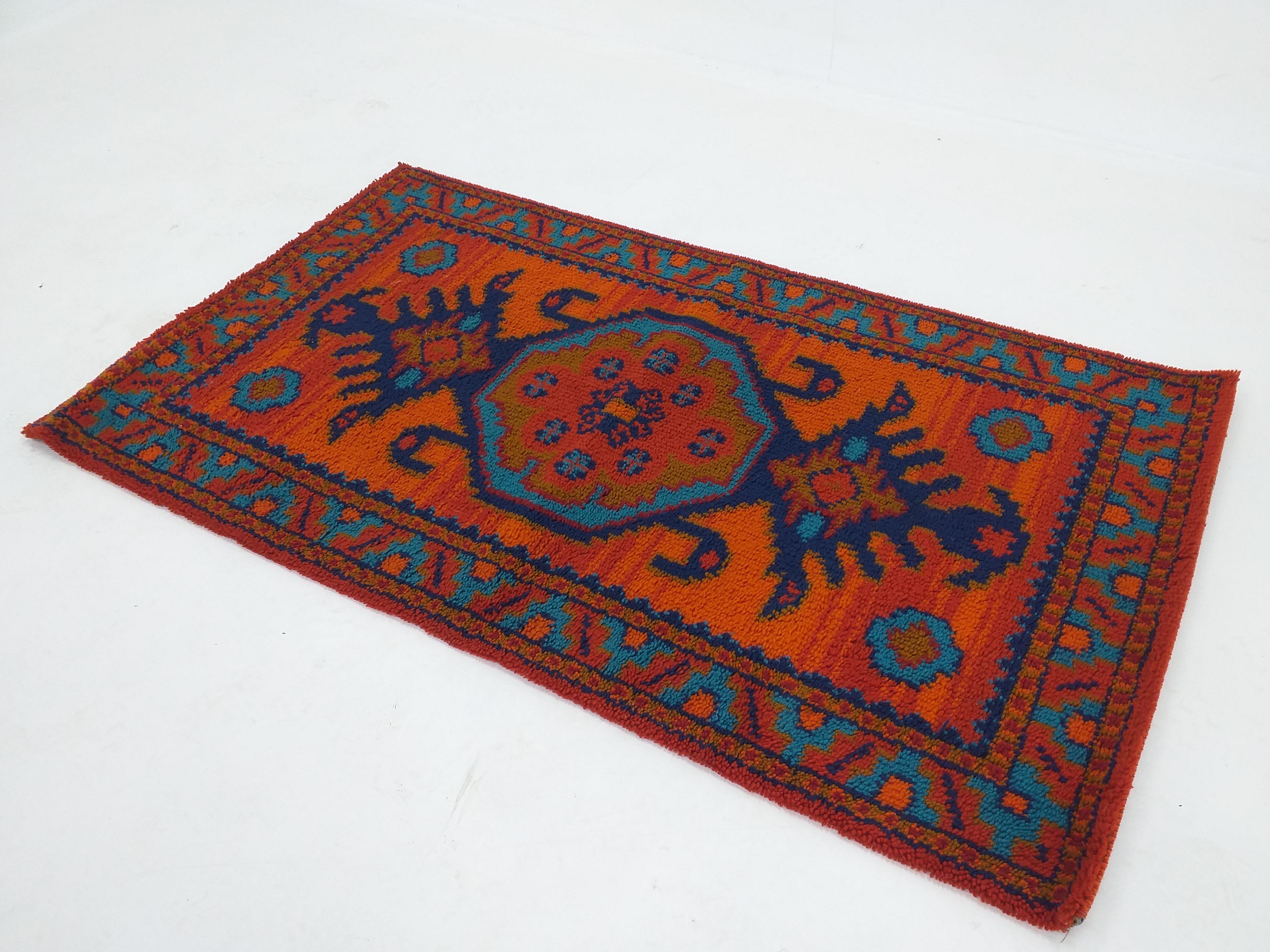 Fabric Mid Century Carpet / Rug in Ege Rya Style, 1970s For Sale