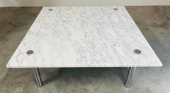 Mid-Century Carrara Marble Square Cocktail Table In The Manner Of Katavolos