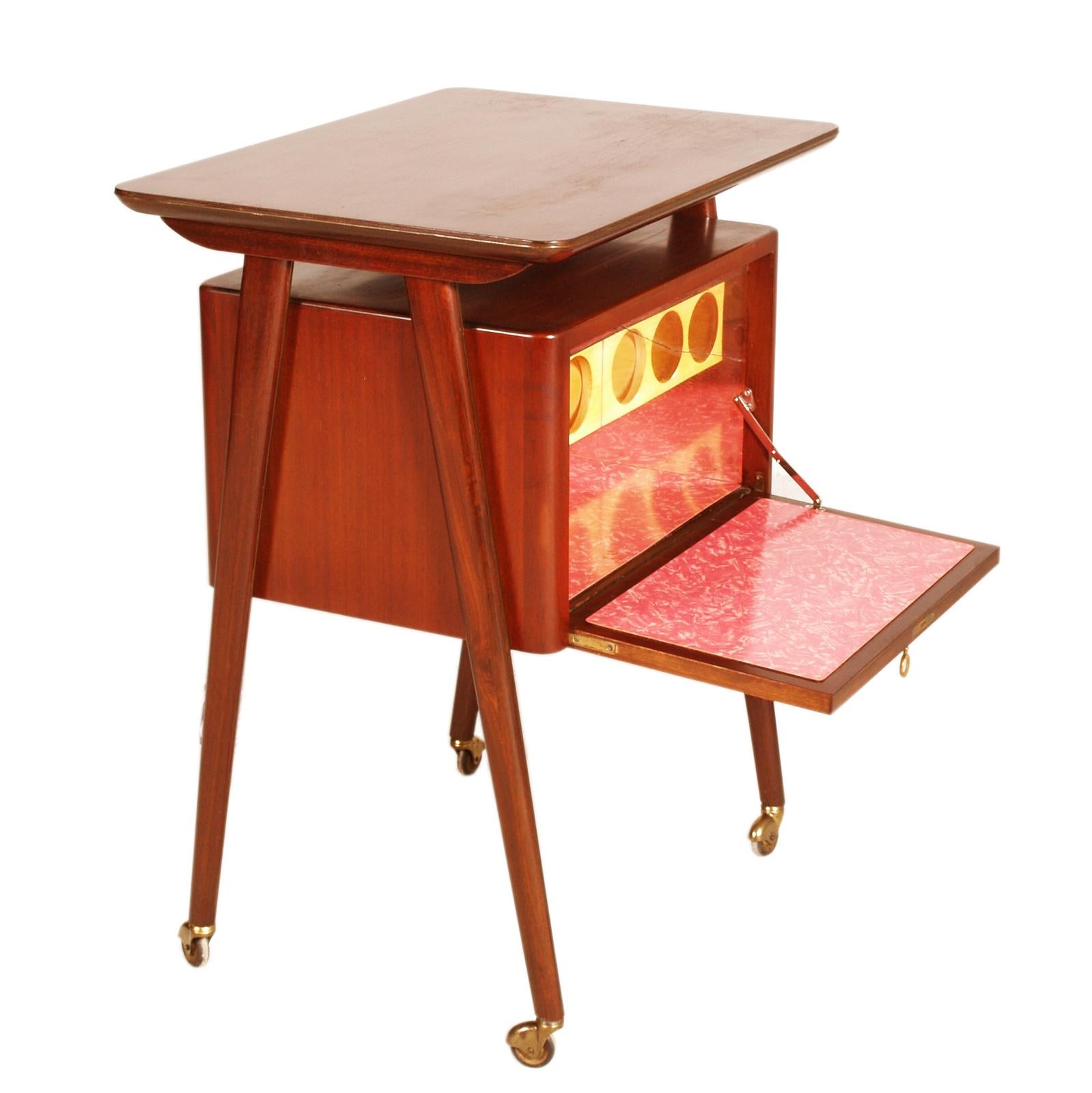 Mid Century Bar Cart by MIM Rome attributed Ico Parisi in Teak For Sale 1