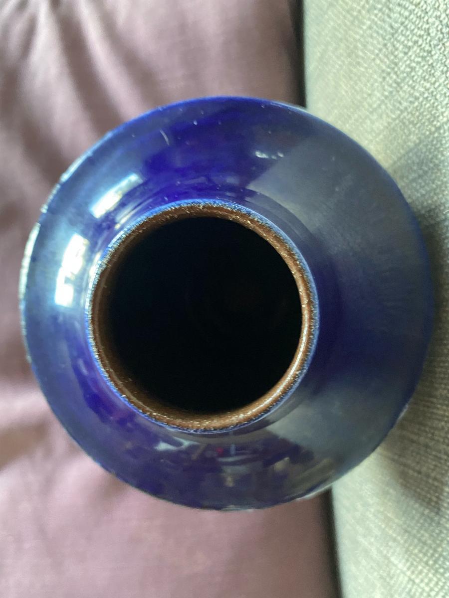 Metà XX secolo Vaso di metà secolo Carstens Tönnieshof Germany Kobalt Malmo di Heinz Siery in vendita