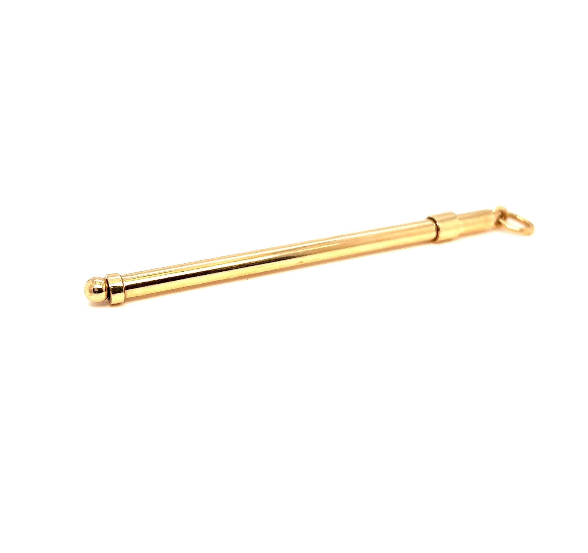 Mid-Century Cartier 14 Karat Gelbgold Champagner Swizzle Stick Anhänger 1