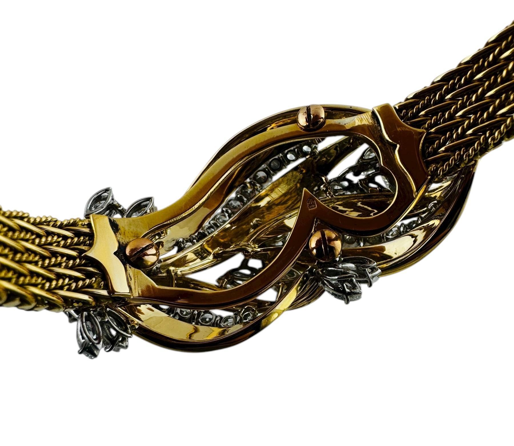 Bracciale Cartier di metà secolo in oro giallo, bianco e rosa 18 carati con diamanti #23739 in vendita 8