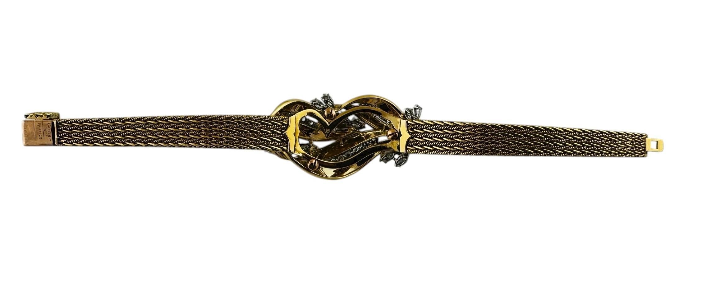 Bracciale Cartier di metà secolo in oro giallo, bianco e rosa 18 carati con diamanti #23739 in vendita 9