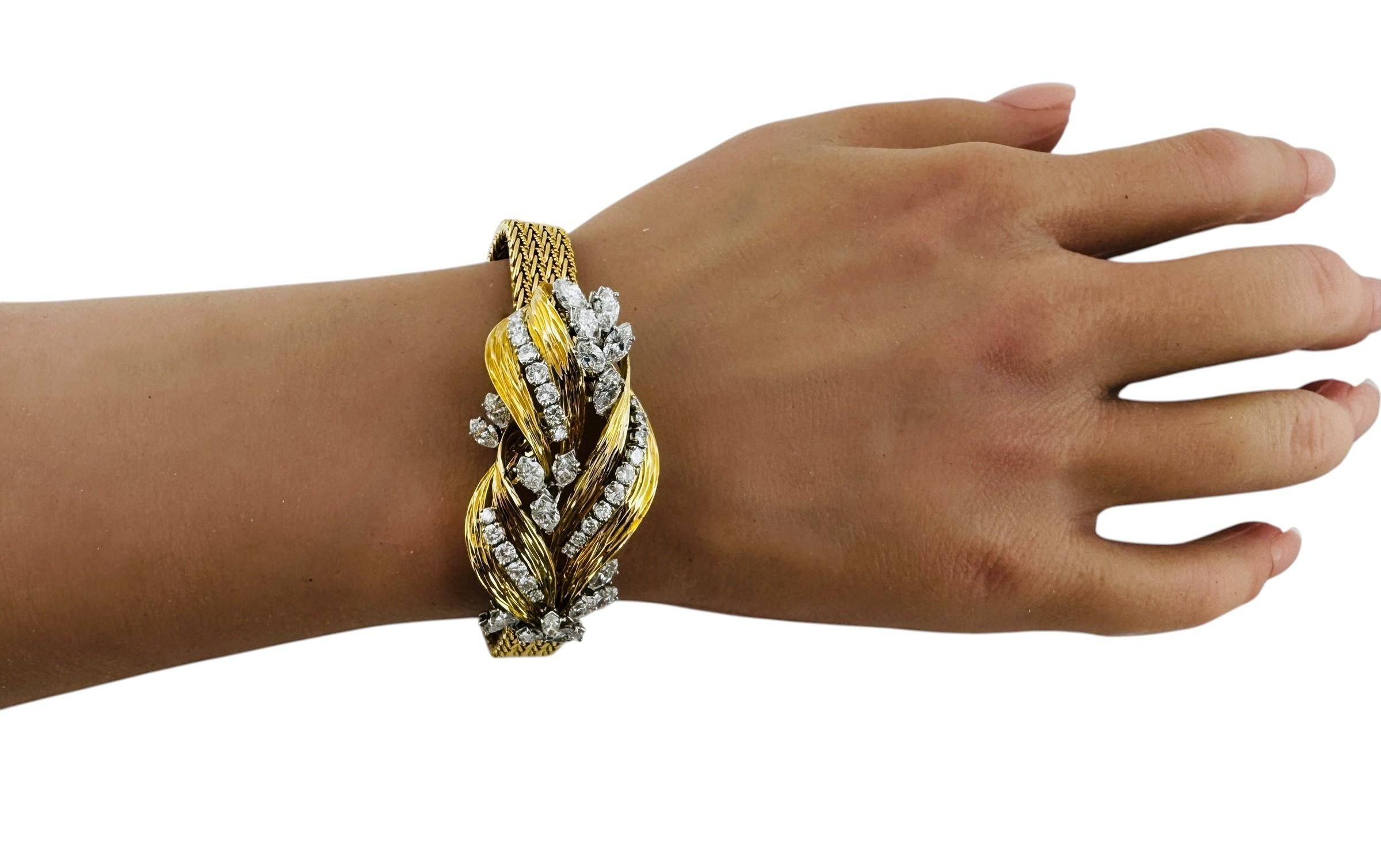 Bracciale Cartier di metà secolo in oro giallo, bianco e rosa 18 carati con diamanti #23739 in vendita 11