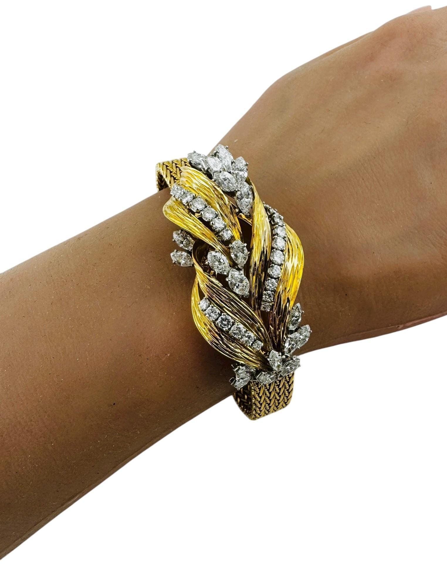 Bracciale Cartier di metà secolo in oro giallo, bianco e rosa 18 carati con diamanti #23739 in vendita 12