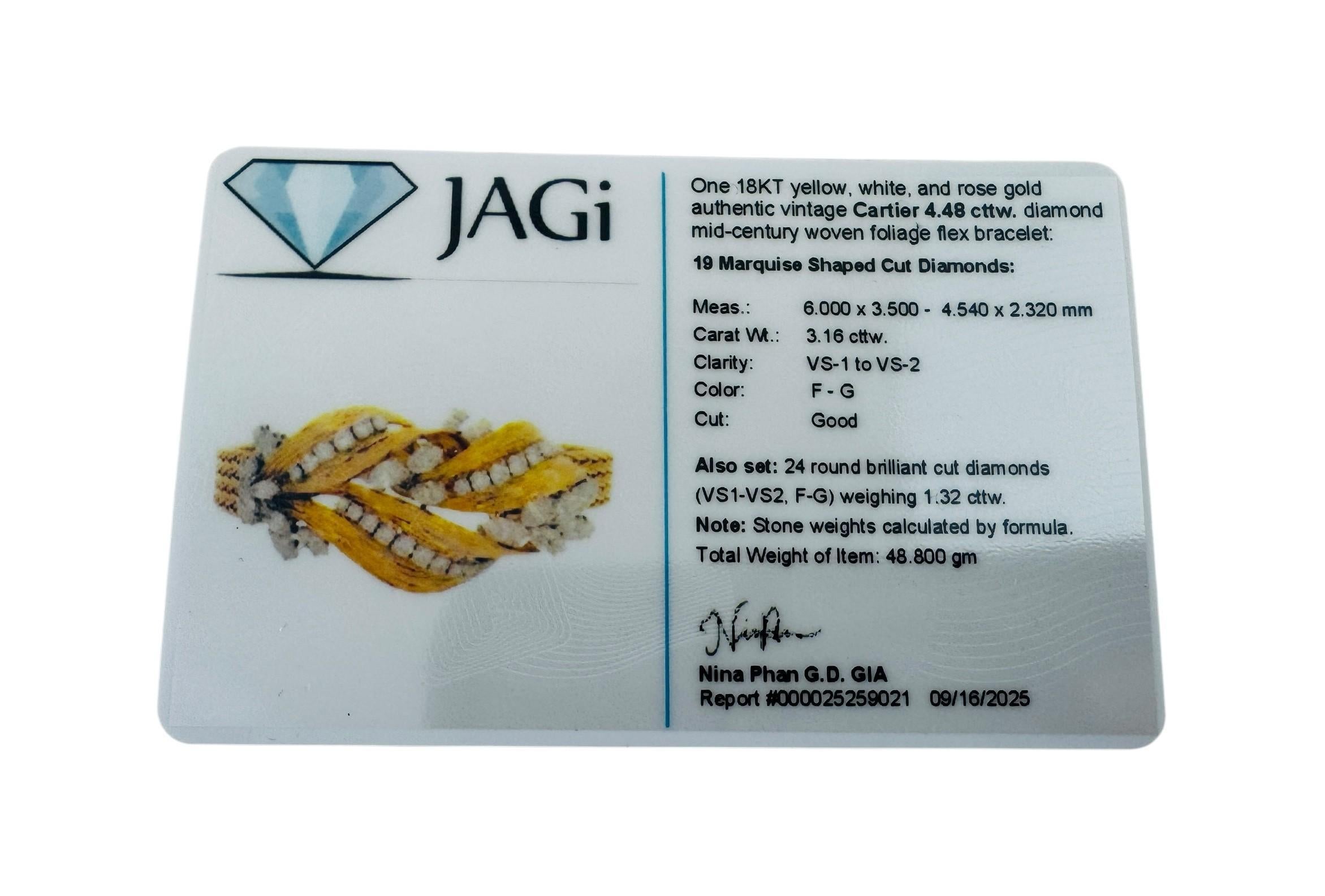 Bracciale Cartier di metà secolo in oro giallo, bianco e rosa 18 carati con diamanti #23739 in vendita 13