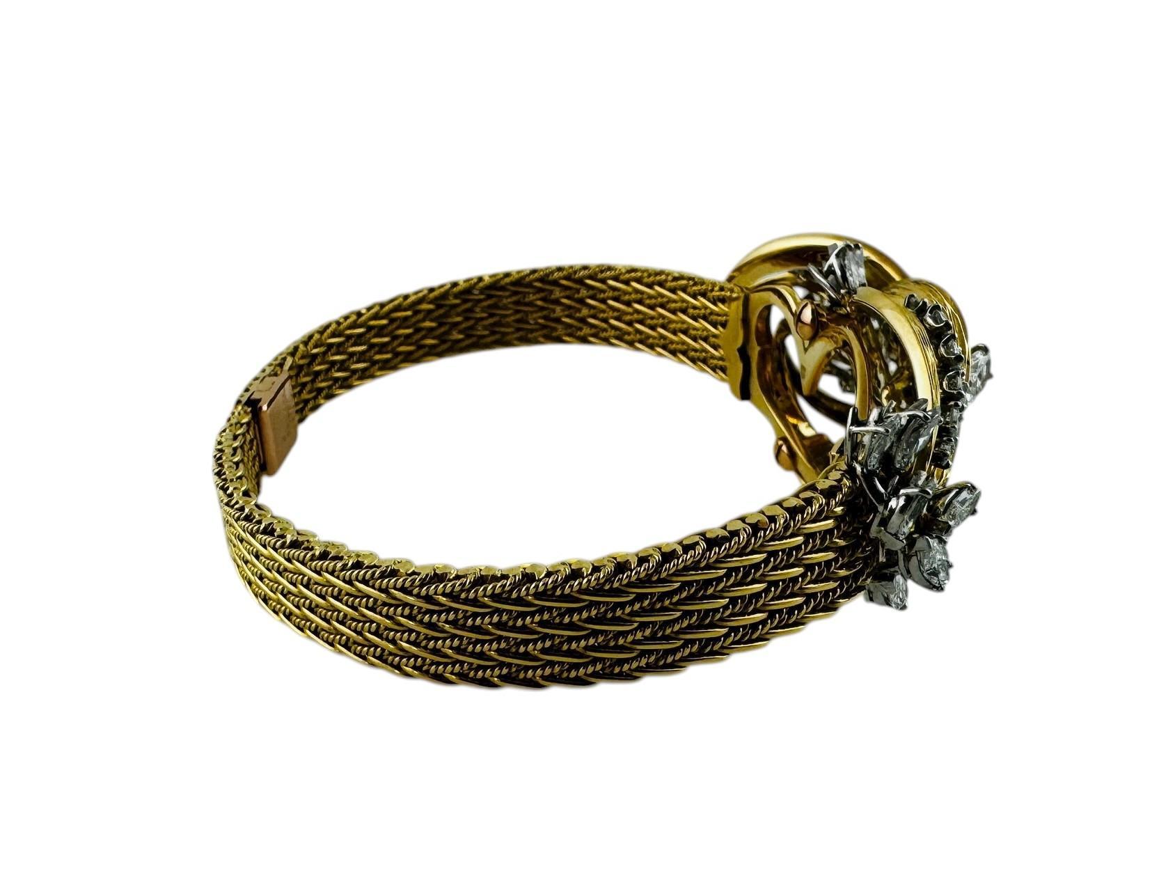 Taglio brillante Bracciale Cartier di metà secolo in oro giallo, bianco e rosa 18 carati con diamanti #23739 in vendita