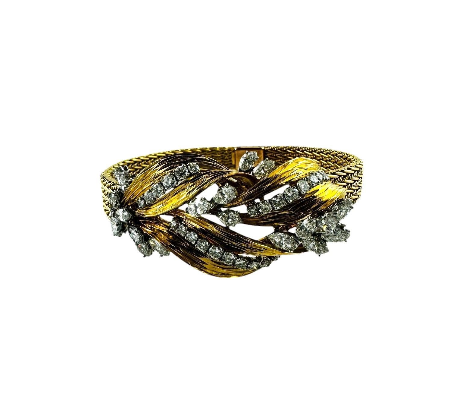 Bracciale Cartier di metà secolo in oro giallo, bianco e rosa 18 carati con diamanti #23739 in vendita