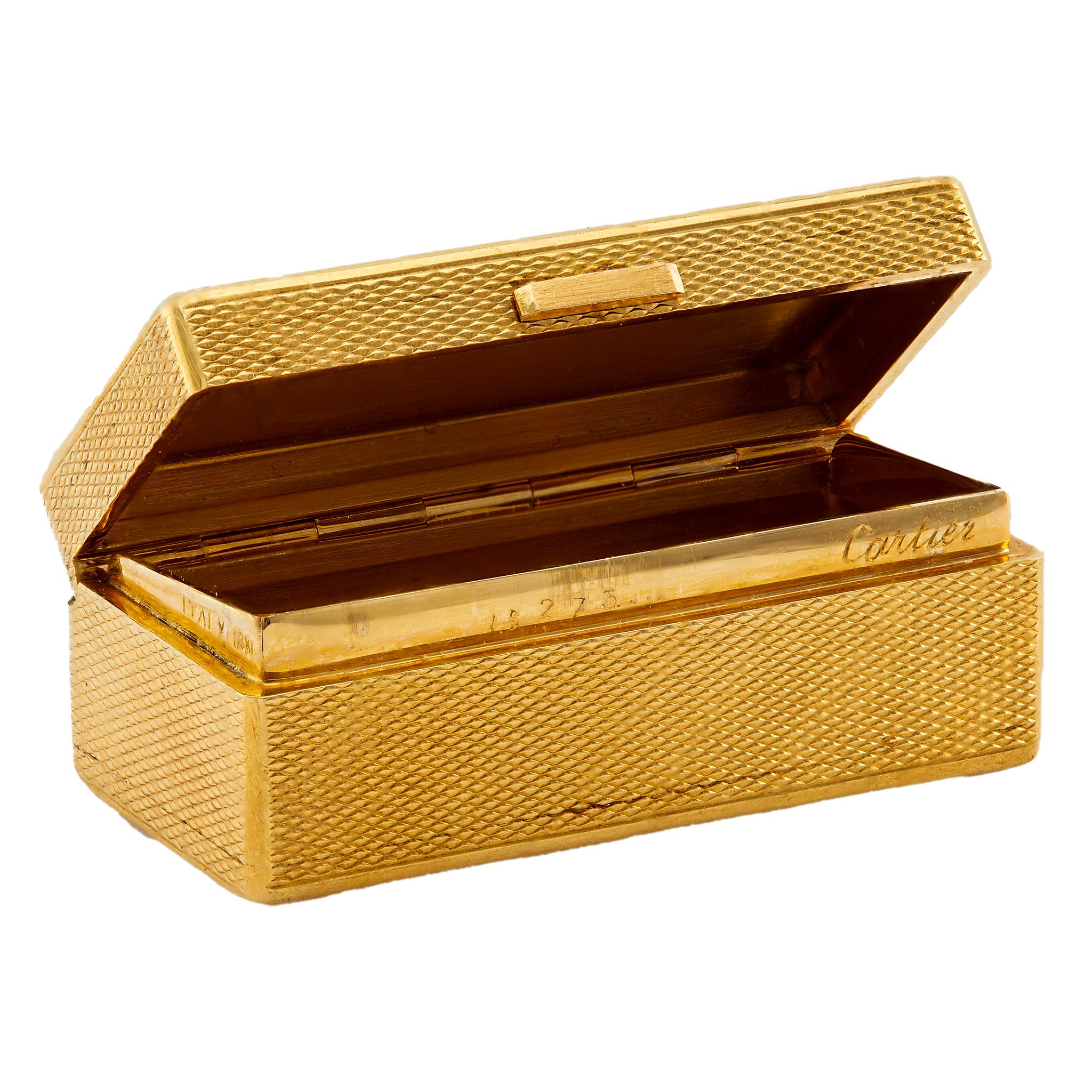Mid Century Cartier Italy 18k Yellow Gold Pill Box 1
