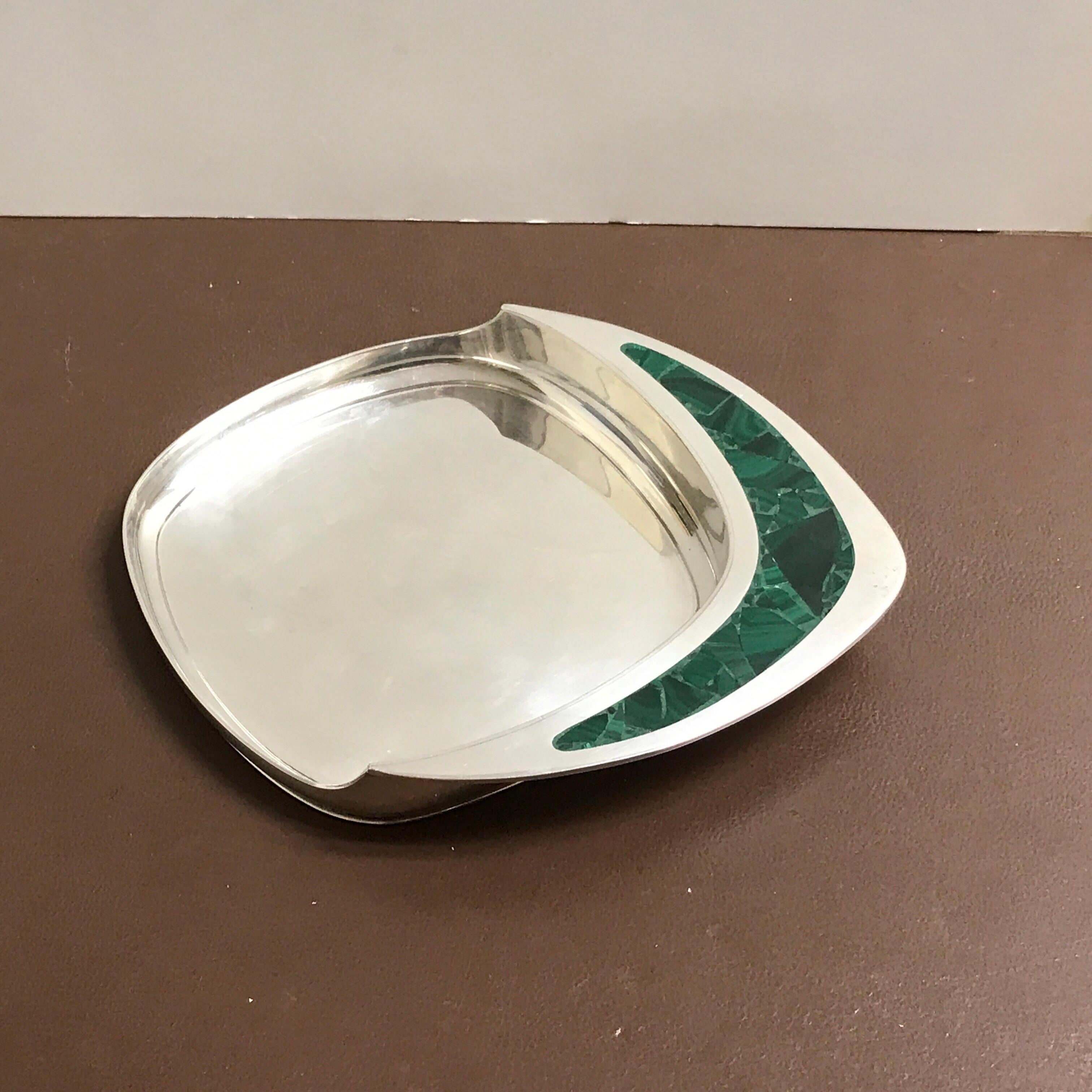 Midcentury Cartier Sterling and Malachite Wine Coaster 4