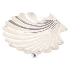 Mid-Century Cartier Sterling Silver Shell Shaped Footed Dish