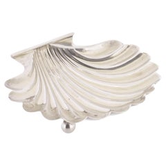 Mid-Century Cartier Sterling Silver Shell Shaped Footed Dish
